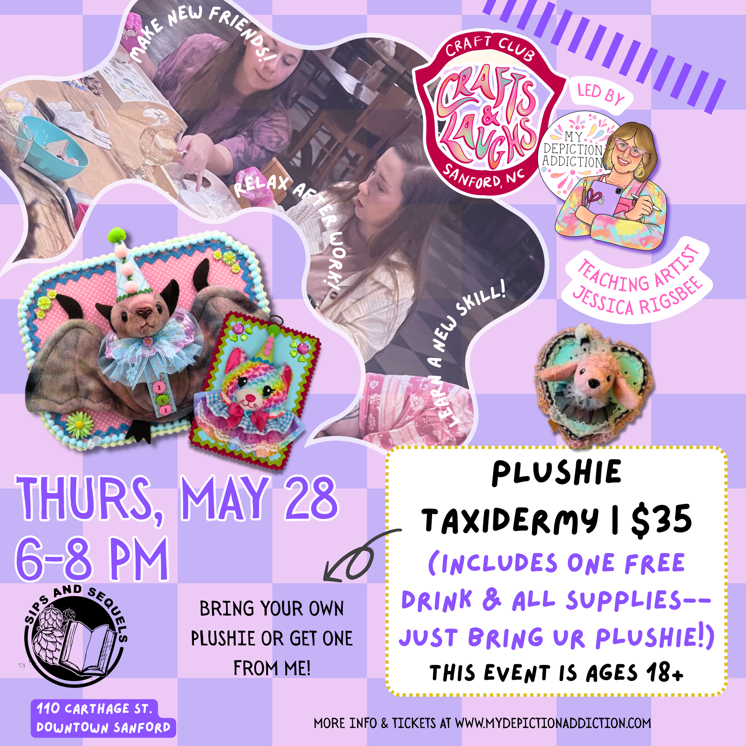 MAY 28 Plushie Taxidermy Crafts & Laughs Workshop