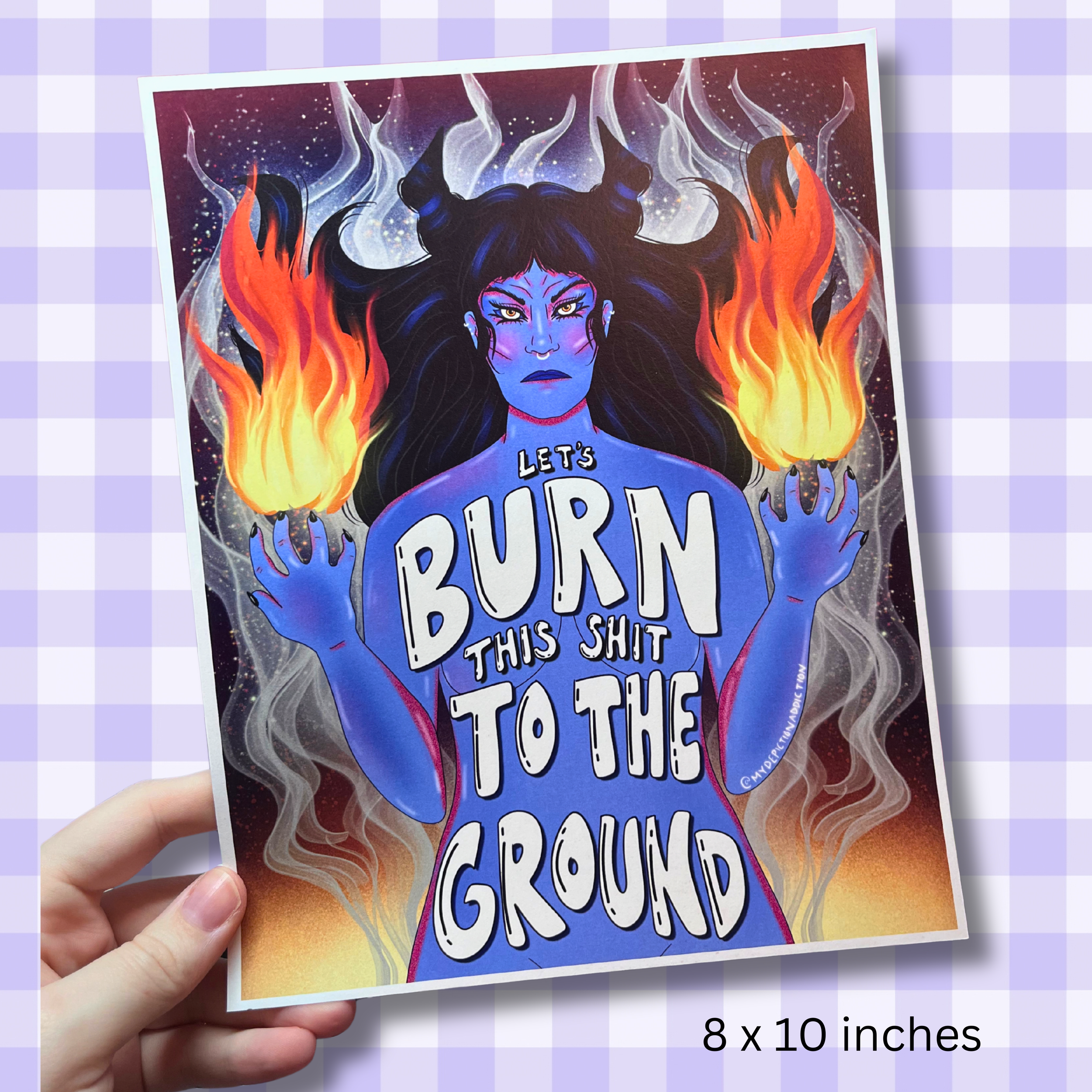 Fiery Protest Art Print - 8 x 10 Inch