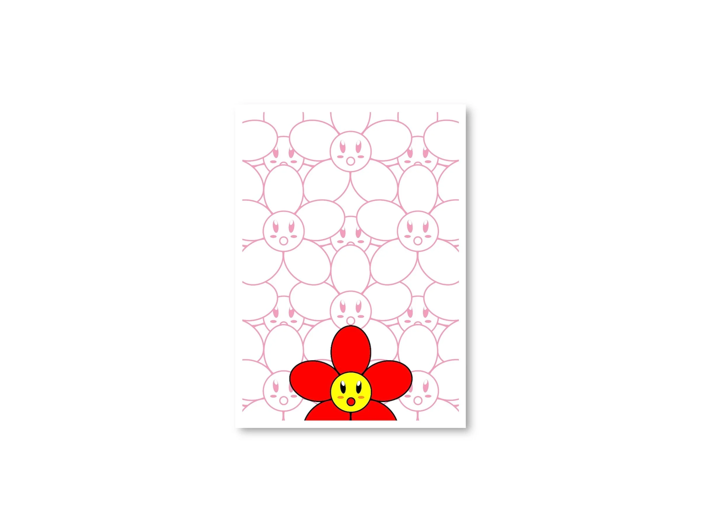 RED FLOWER Pink Pattern Art Print