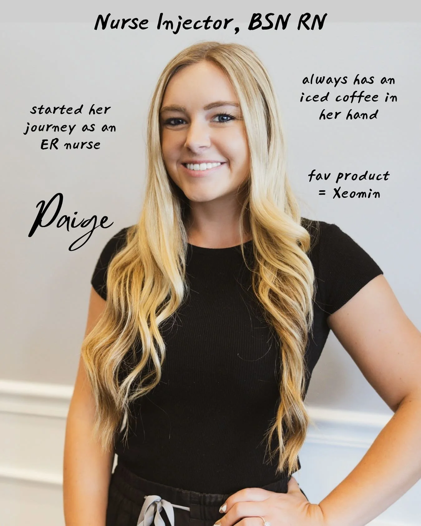 Next up is Paige, our beauty and brains 💫💉👩&zwj;🎓

Paige is the energy of the office (right behind Natalie of course). Her passion for aesthetics and for her patients is truly contagious! She&rsquo;s confident in her knowledge, deeply committed t