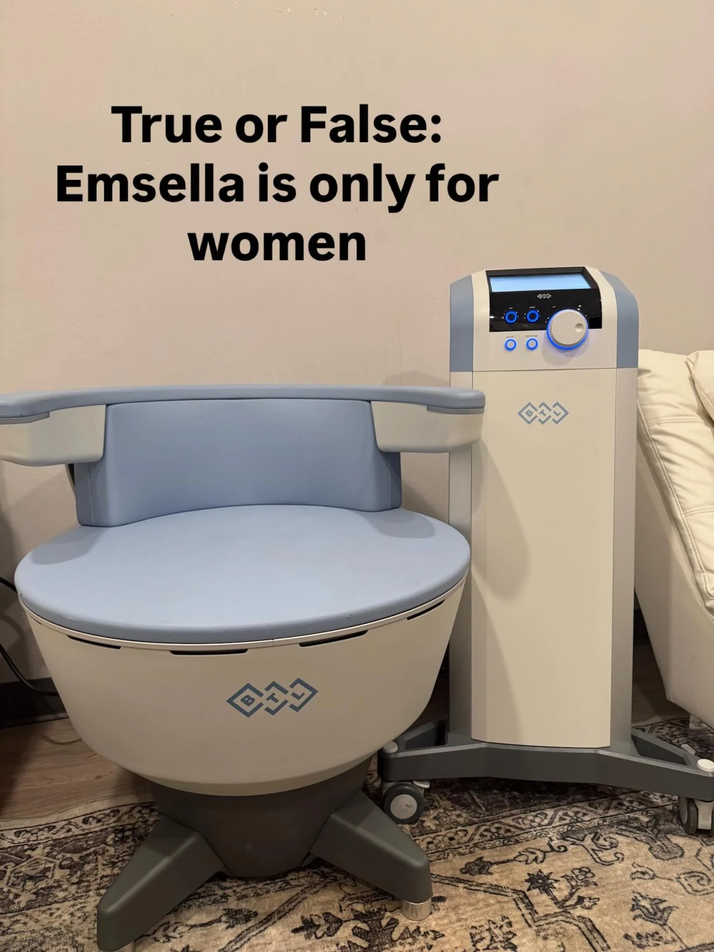 Emsella is a natural and pain-free remedy to treat urinary incontinence and enhance sexual pleasure.

Emsella treatments for men can substantially improve quality of life, confidence, sexual health, and sexual performance. Treatments are quick, non-s