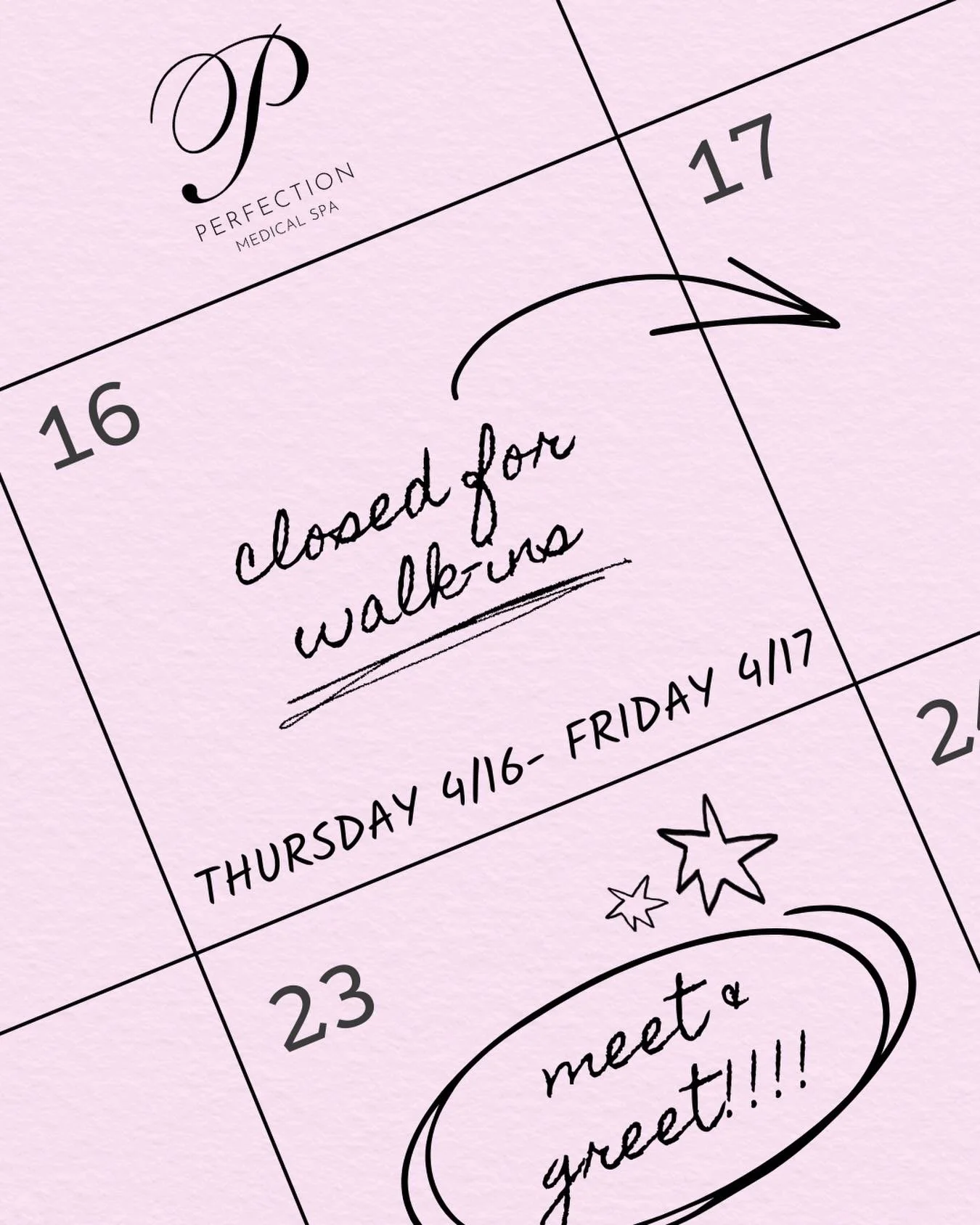 Quick announcement! Tomorrow and Friday (4/16 &amp; 4/17) we will be closed for walk-ins. We will be open for product purchases but will not be taking any extra appointments! Thank you for your understanding! 📅

Also, we are a week away from the mee