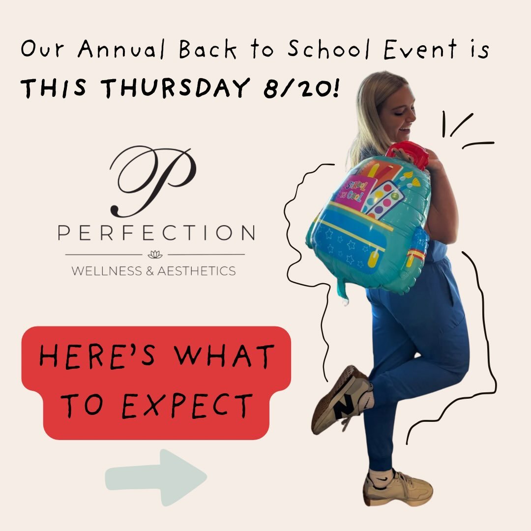 Limited spots left for our BACK TO SCHOOL event in just TWO DAYS! From 9 AM - 8 PM on Thursday, get 25% OFF Botox, IVs, esthetician services, and retail 😱

We will also have:
⭐️ RAFFLES- we will have 3 raffles: Daxxify (50u, 2 winners), Xeomin (50u,