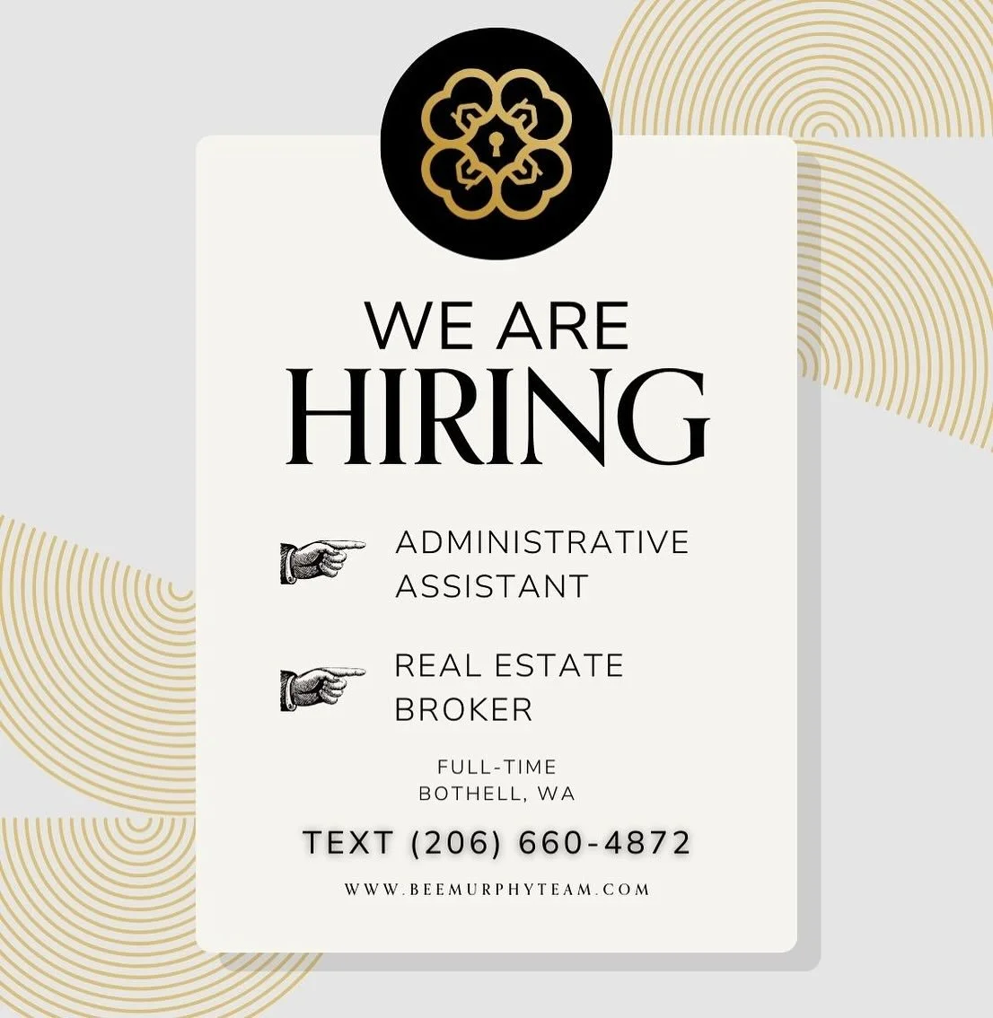 We are hiring for not one, but two positions! Call or text me TODAY (206) 660-4872