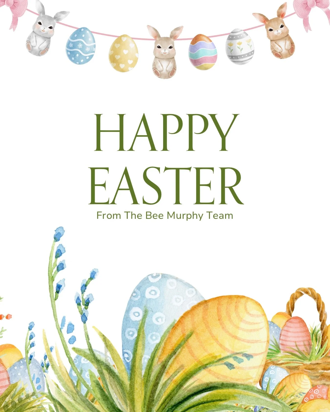 Wishing a very Happy Easter to all our friends, clients, and neighbors! 🌷We hope your day is filled with good company, plenty of sunshine, and perhaps a few too many chocolate eggs. 
Whatever your traditions look like today, the Bee Murphy Team is w