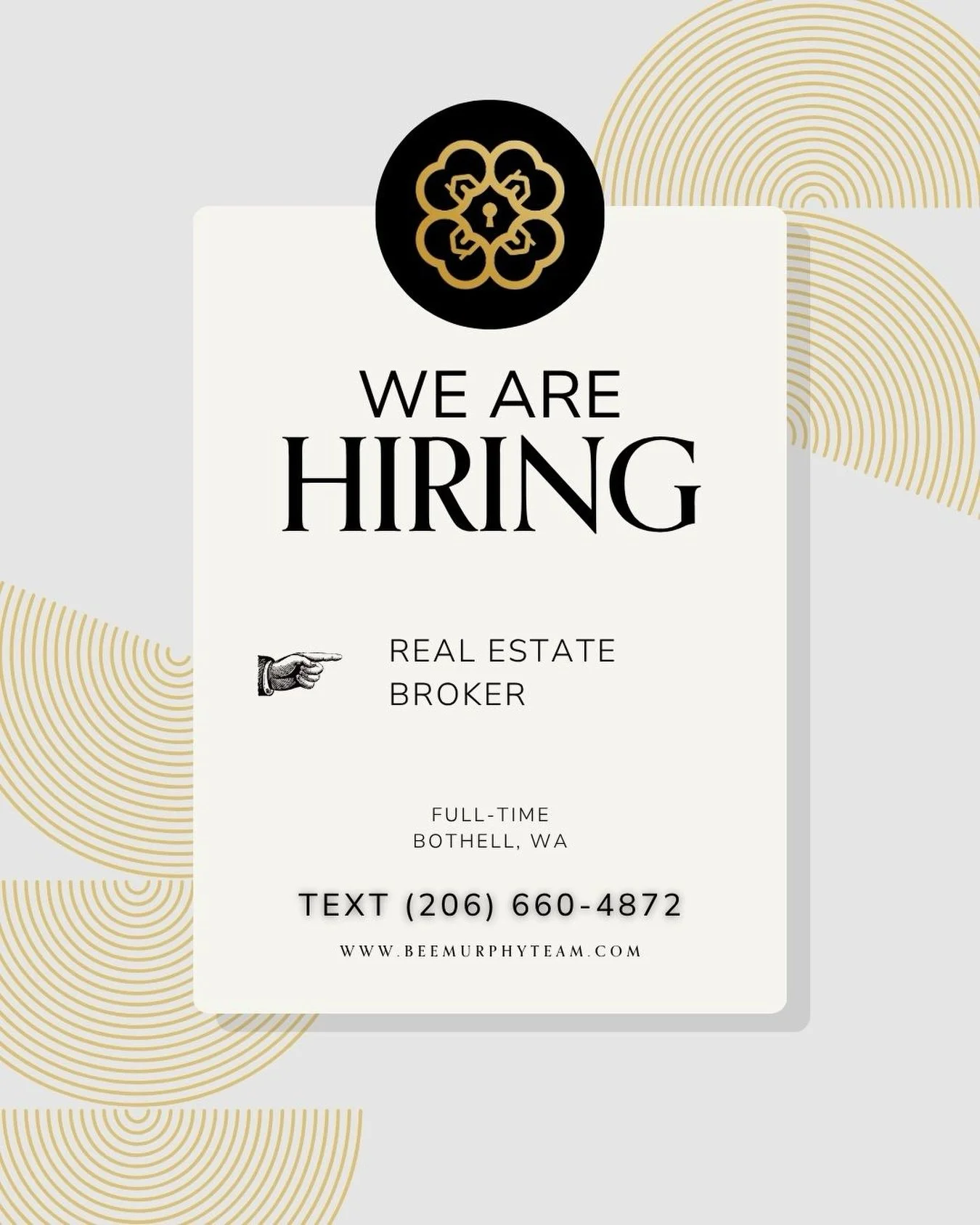 Big news: The Bee Murphy Team is growing! 🐝✨
We&rsquo;re looking for a driven Real Estate Broker to join our crew in Bothell! Whether you&rsquo;re a seasoned pro with years of closings under your belt or a hungry newcomer ready to learn the ropes, t