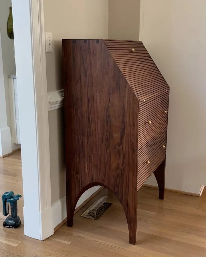 Secretary desk.
A few years ago I found this amazing stack of walnut lumber all from the same tree. The boards were wide and long and consistent. Beauuuutiful material. This is one of the last projects we&rsquo;ll be able to make with it. Maybe one m