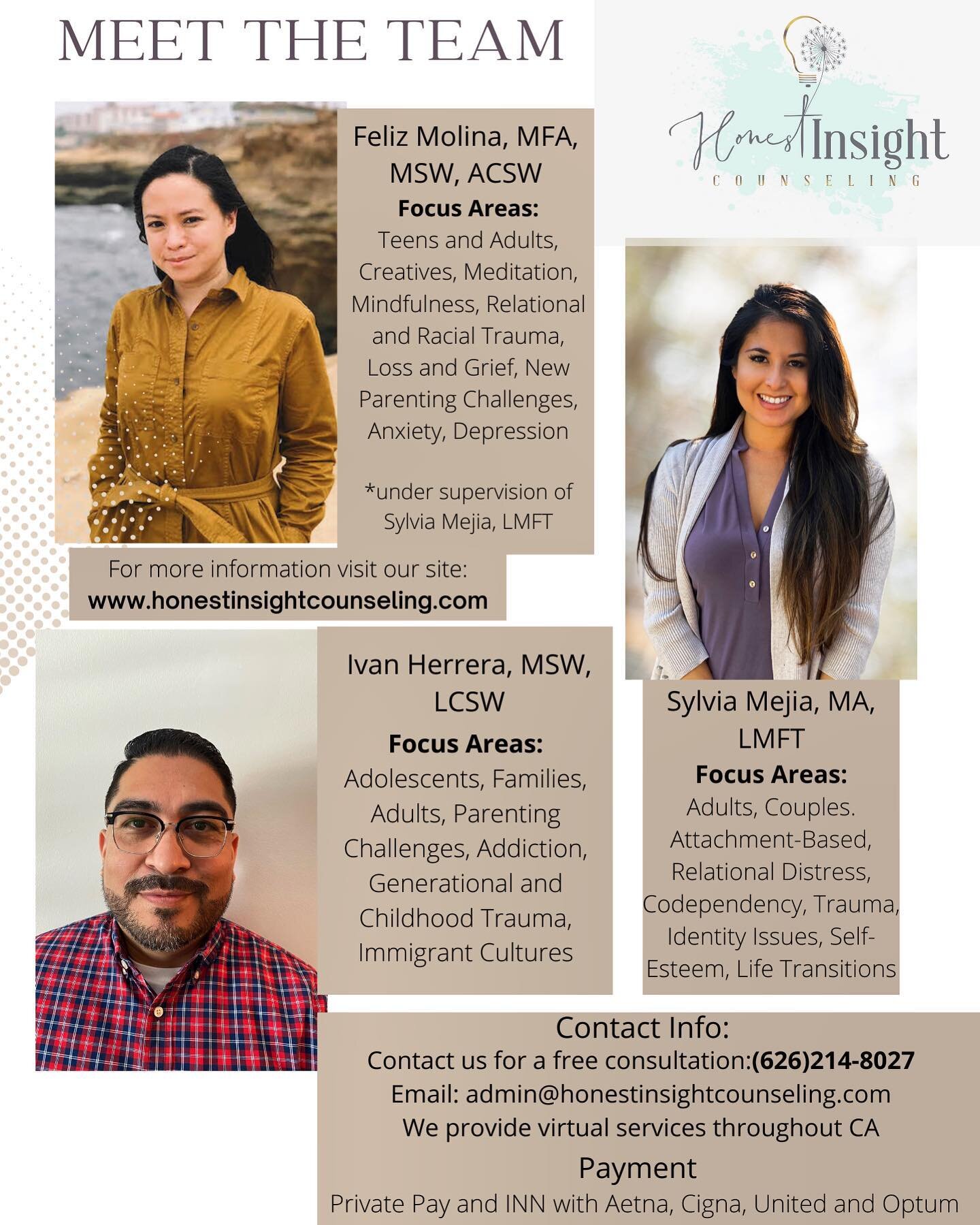 Meet our team ✨
Welcome to my two new therapists ✨
Accepting new clients
#therapy #therapist #psychology #latinxtherapy