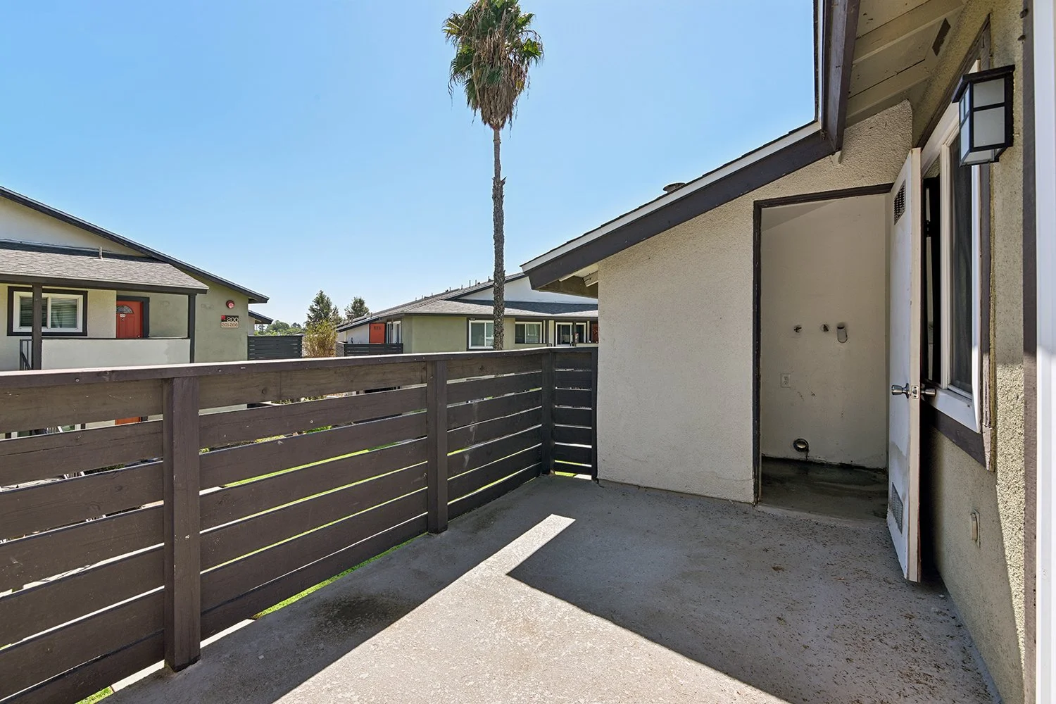 Spacious private patio at Citrus Heights Apartment homes. 