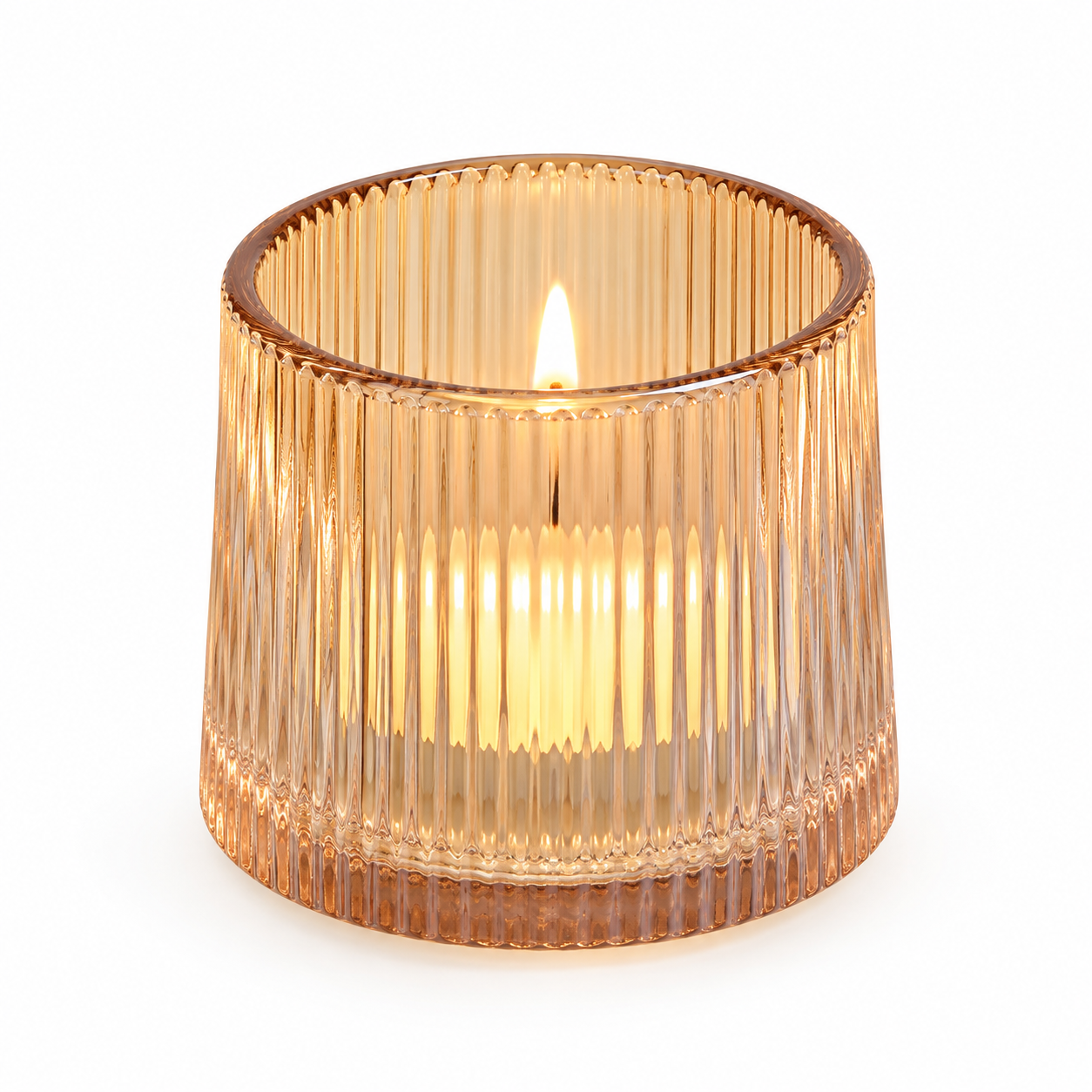 Amber Ribbed Tea Light 
2.95"L x 2.95"W x 2.76"H 

$2.00
