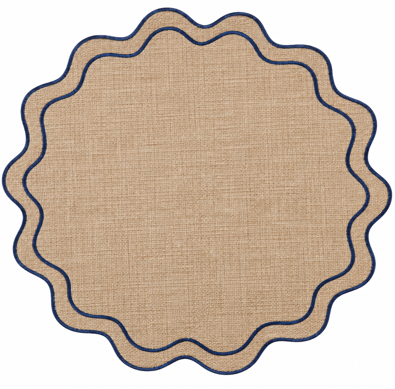 Natural Linen with Navy Scallop Placemat
14x14

$6.00