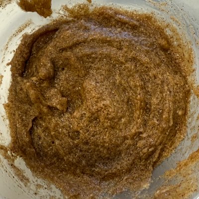 maple pecan puff pastry pinwheel filling in a clear bowl