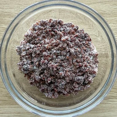 dried cranberry and sugar mixture in a clear bowl