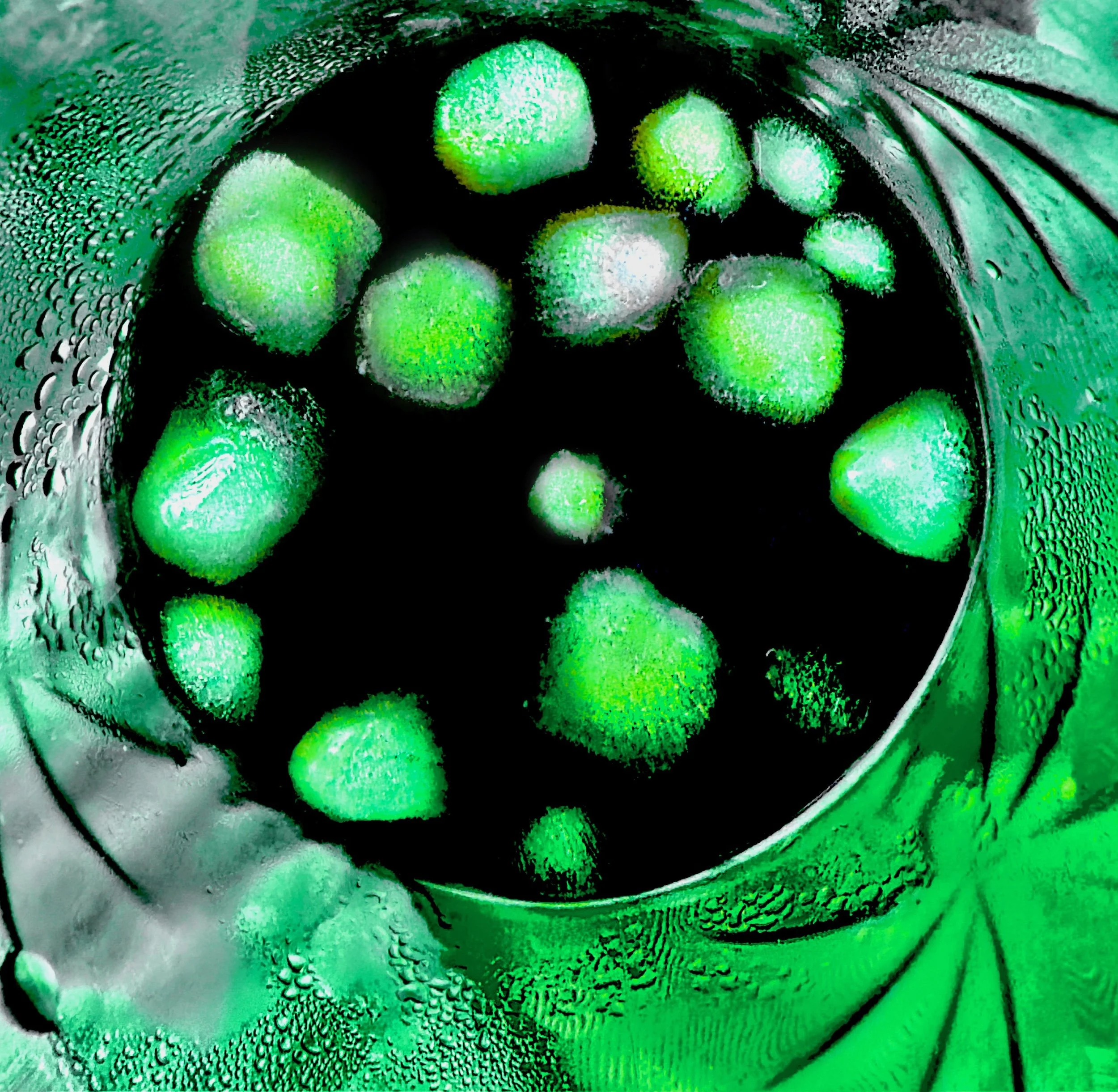 " Emerald Portal " An every day glass transformed into a striking abstract of  luminous color.