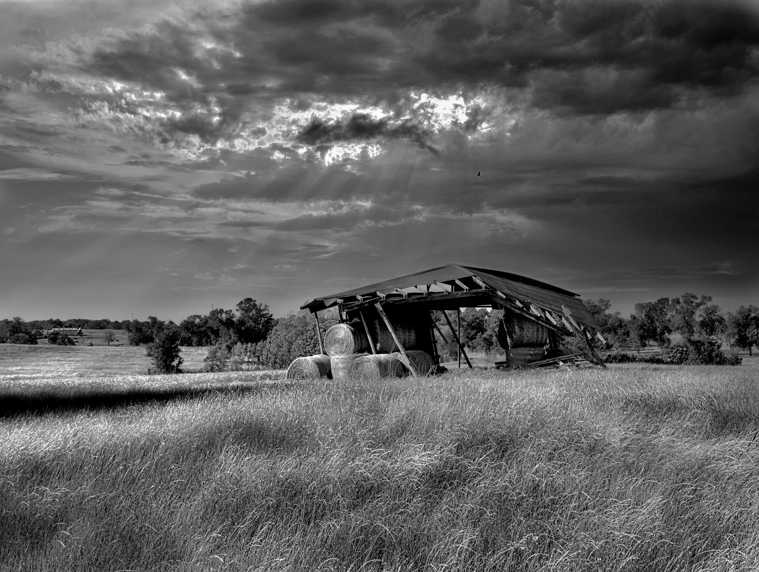  " Endurance " Old Barn near Brenham,  Texas beneath gathering storm clouds. Fine Art Photography Mike Trantham