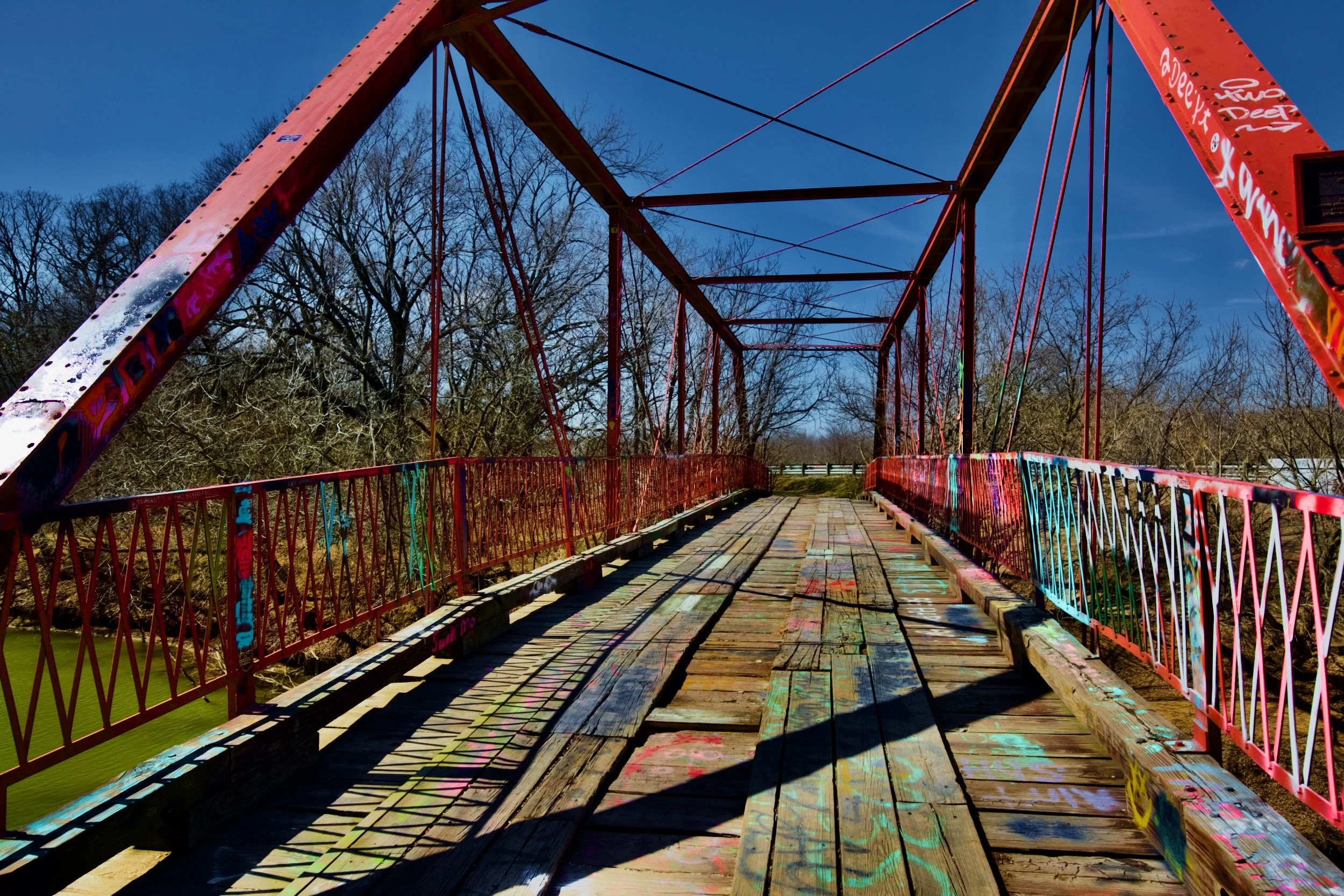 " Crossing Over " Goatsman Bridge haunted. Denton, Texas. Fine Art Mike Trantham