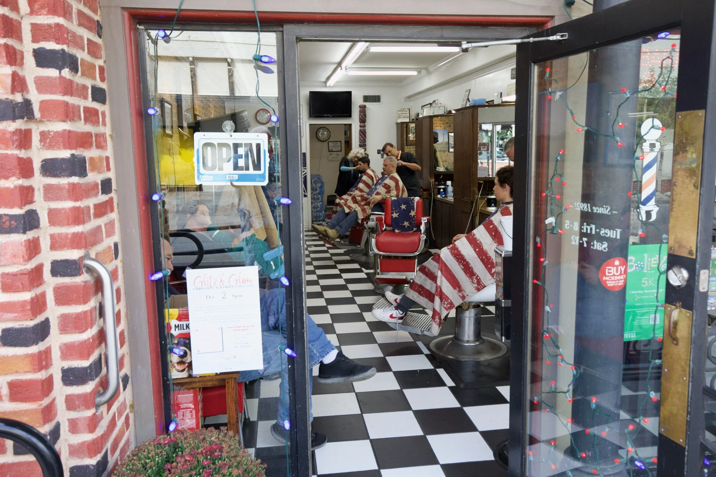  " Where Stories are Told " Old Fashioned Barber Shop , Mckinney Texas capturing town charm.