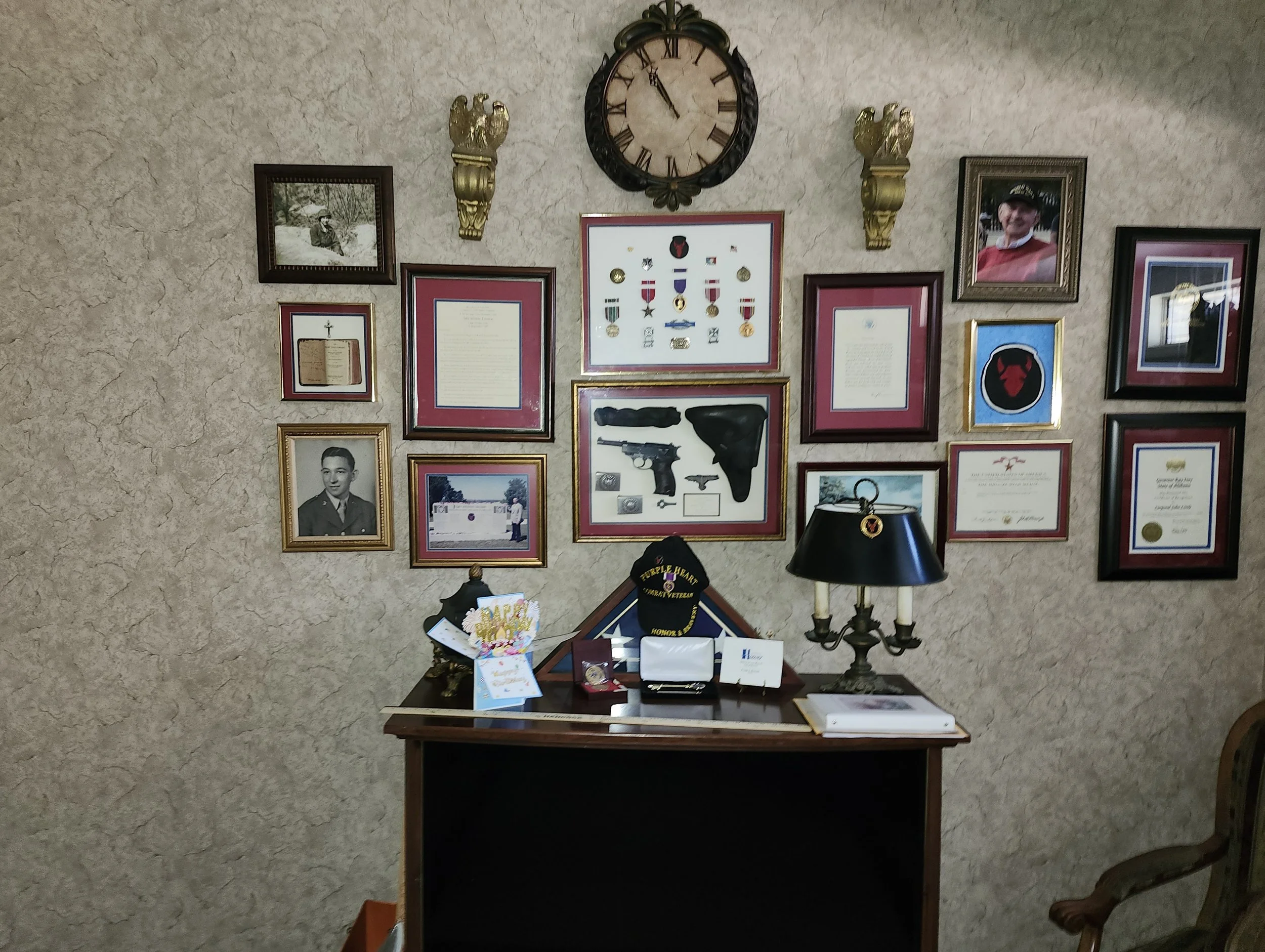 John's war memorabilia at his house in Alabama