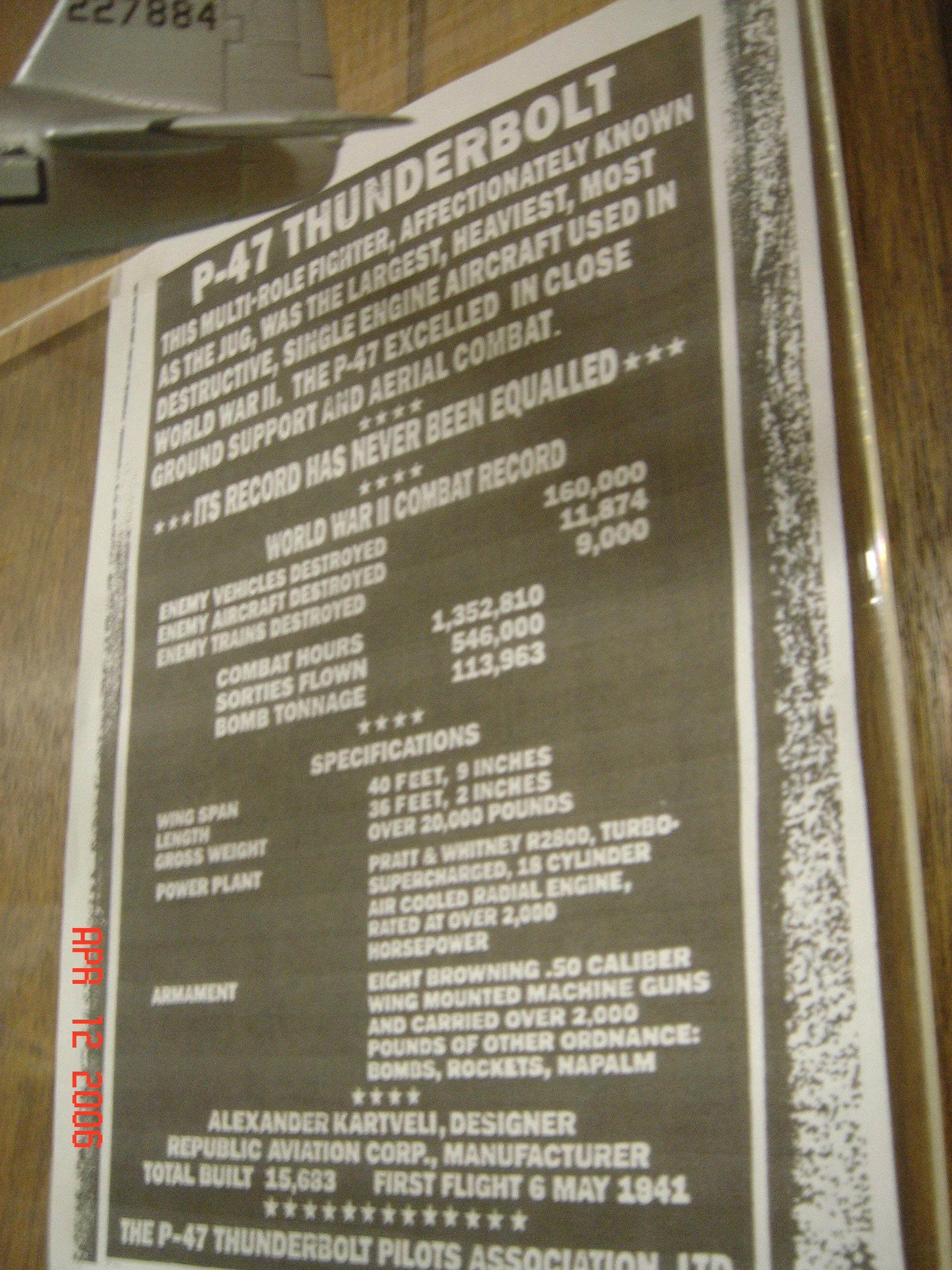 P-47 spec sheet of awesomeness. 