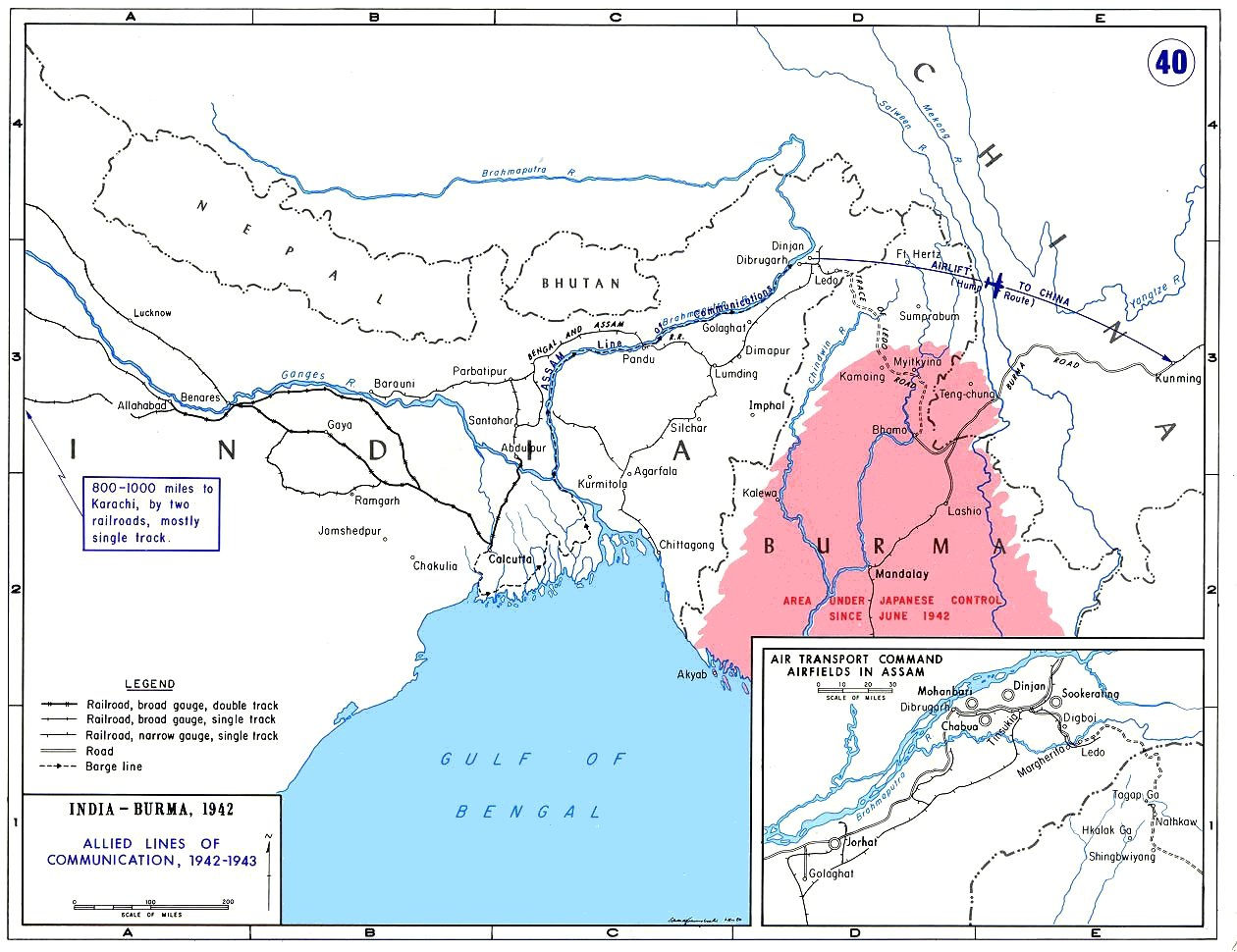 Map of the China-Burma-India Theatre that Edward fought in during WWII, often called the “Forgotten Front”.