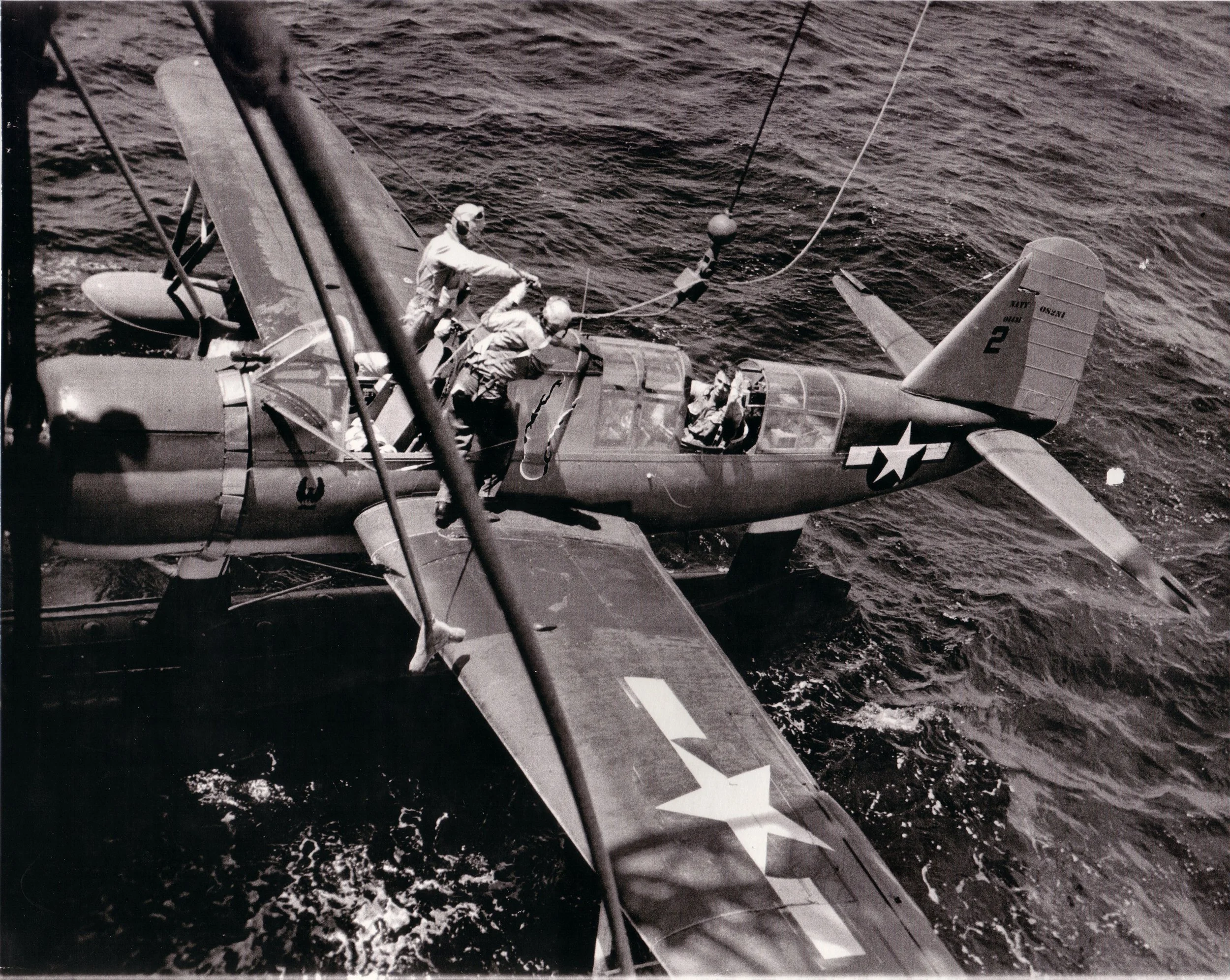 Pete being rescued and brought aboard the USS Phoenix - March 9, 1945.
