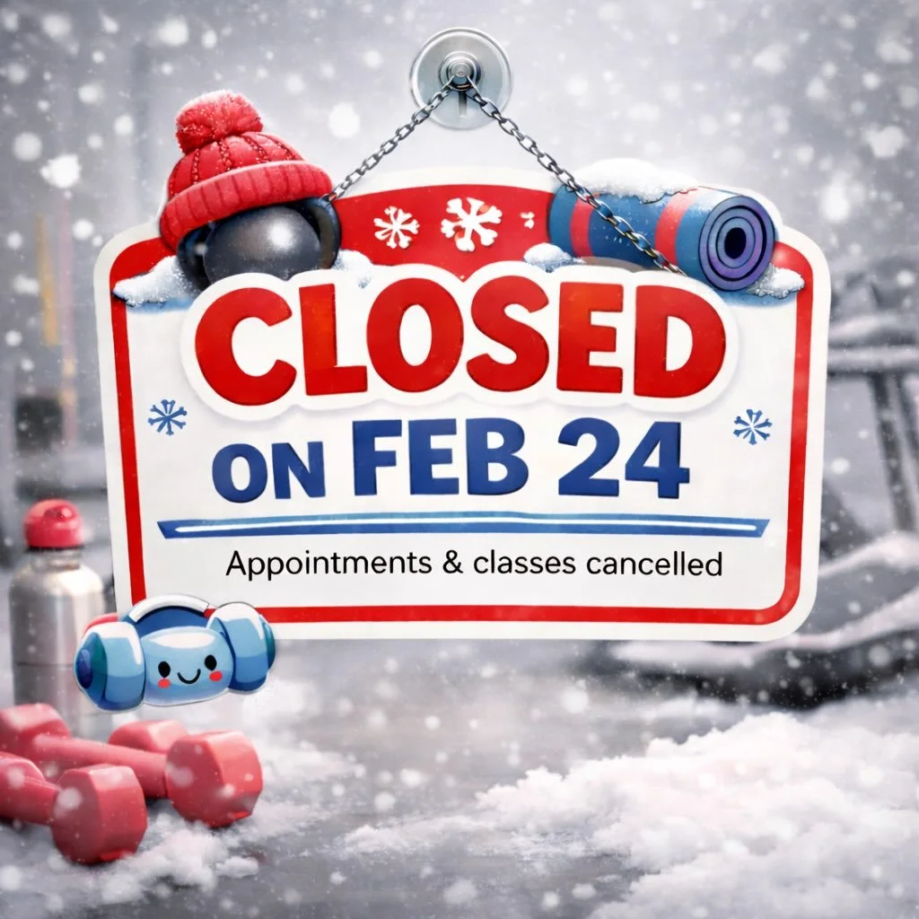 (B)alanced is CLOSED on Feb 24.
All classes &amp; appointments are cancelled.
Bundle up, hydrate, and we&rsquo;ll see you soon 💙