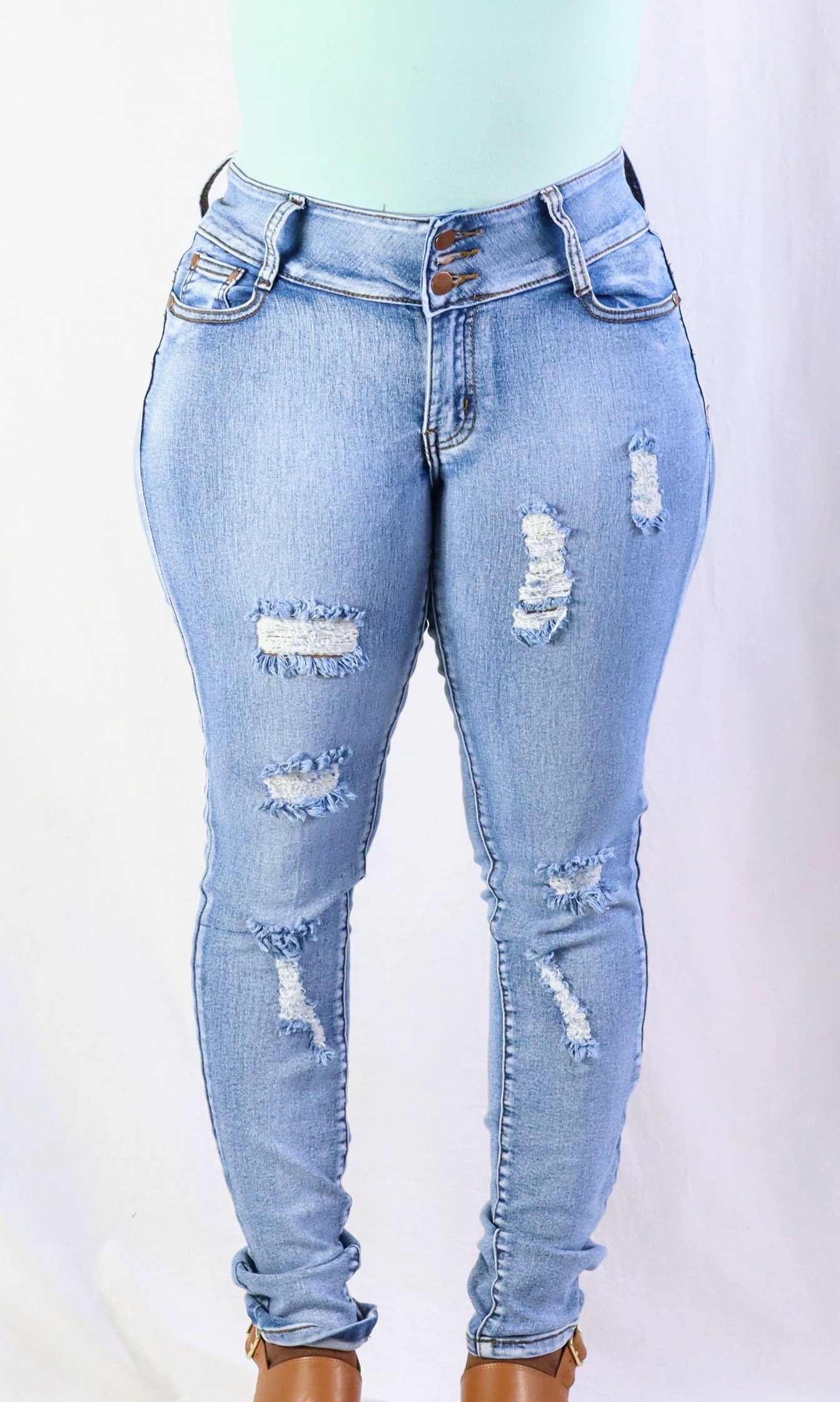 Billie Light Ripped Butt Lift Jeans