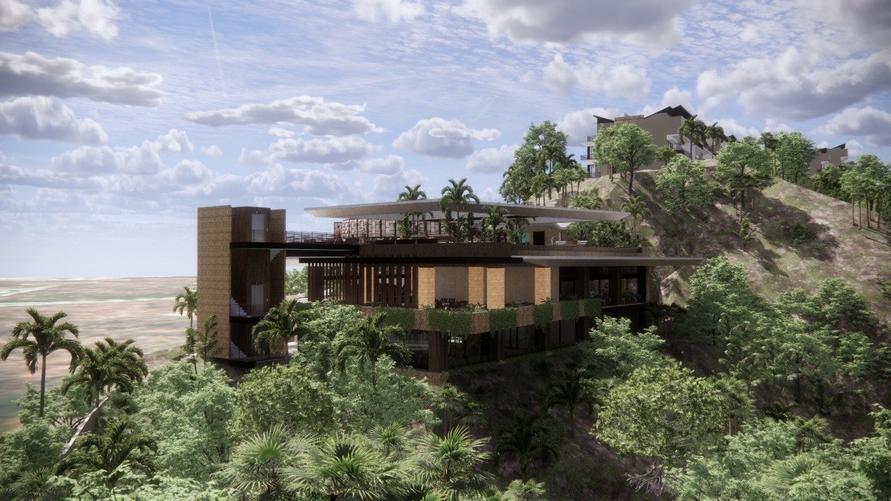 Community club house with roof-top pool and restaurant
