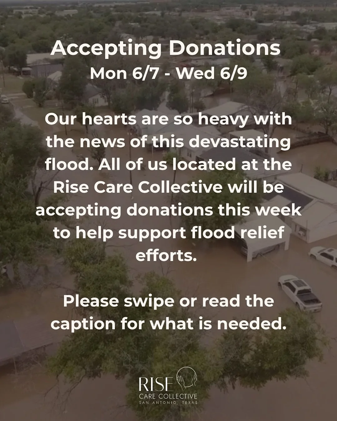 Our hearts are with all the families impacted by the devastating floods. As a collective of local birth and bodywork professionals, all of us at the @risecarecollective are coming together to support relief efforts in the days ahead.

From Monday 7/7