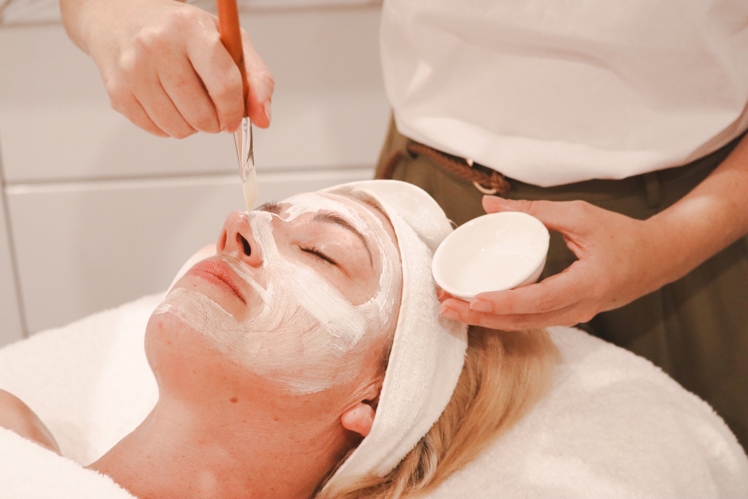 Client receiving a personalised facial treatment at Vitality Skin & Beauty in Buddina