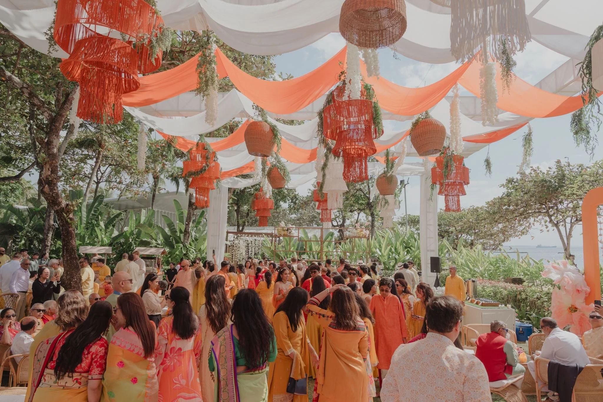 Decor and atmosphere of haldi celebration in bali