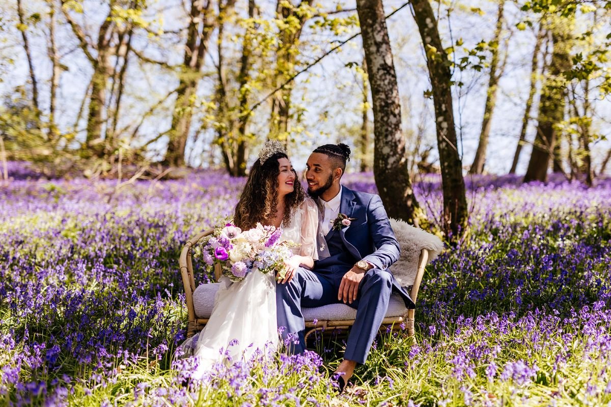 english bluebell woods wedding flowers couple.jpg