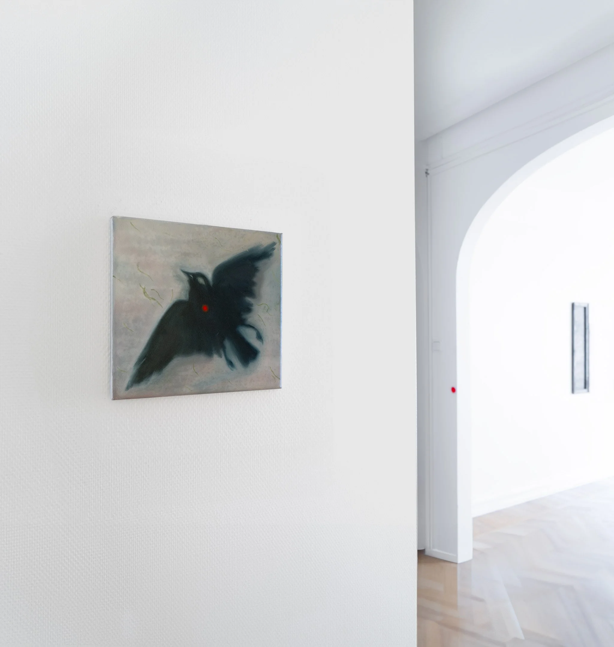 Eye ghost (red dot II), oil on canvas