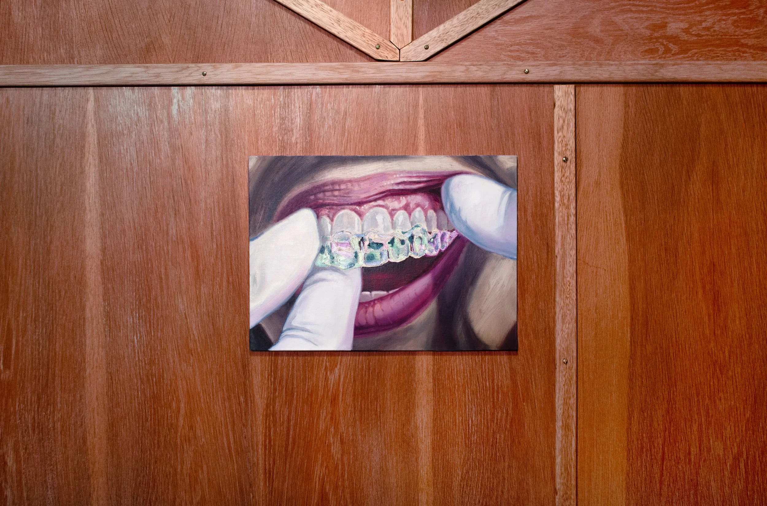 Flesh Aligned to Bone, 2026, oil on panel, 21 x 33 cm