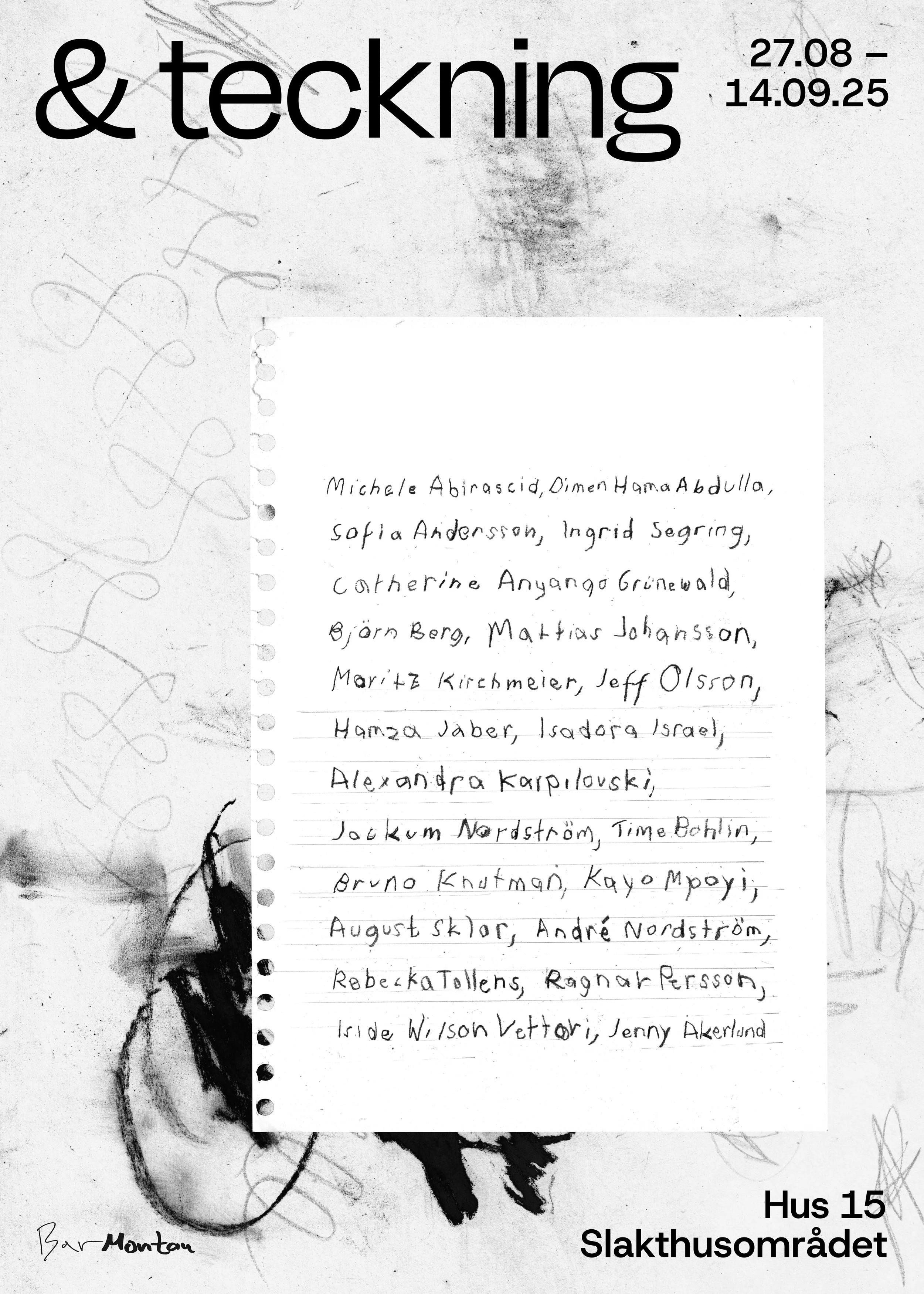 Poster for &teckning, Biennale for Swedish contemporary drawing, 27/08-2025.