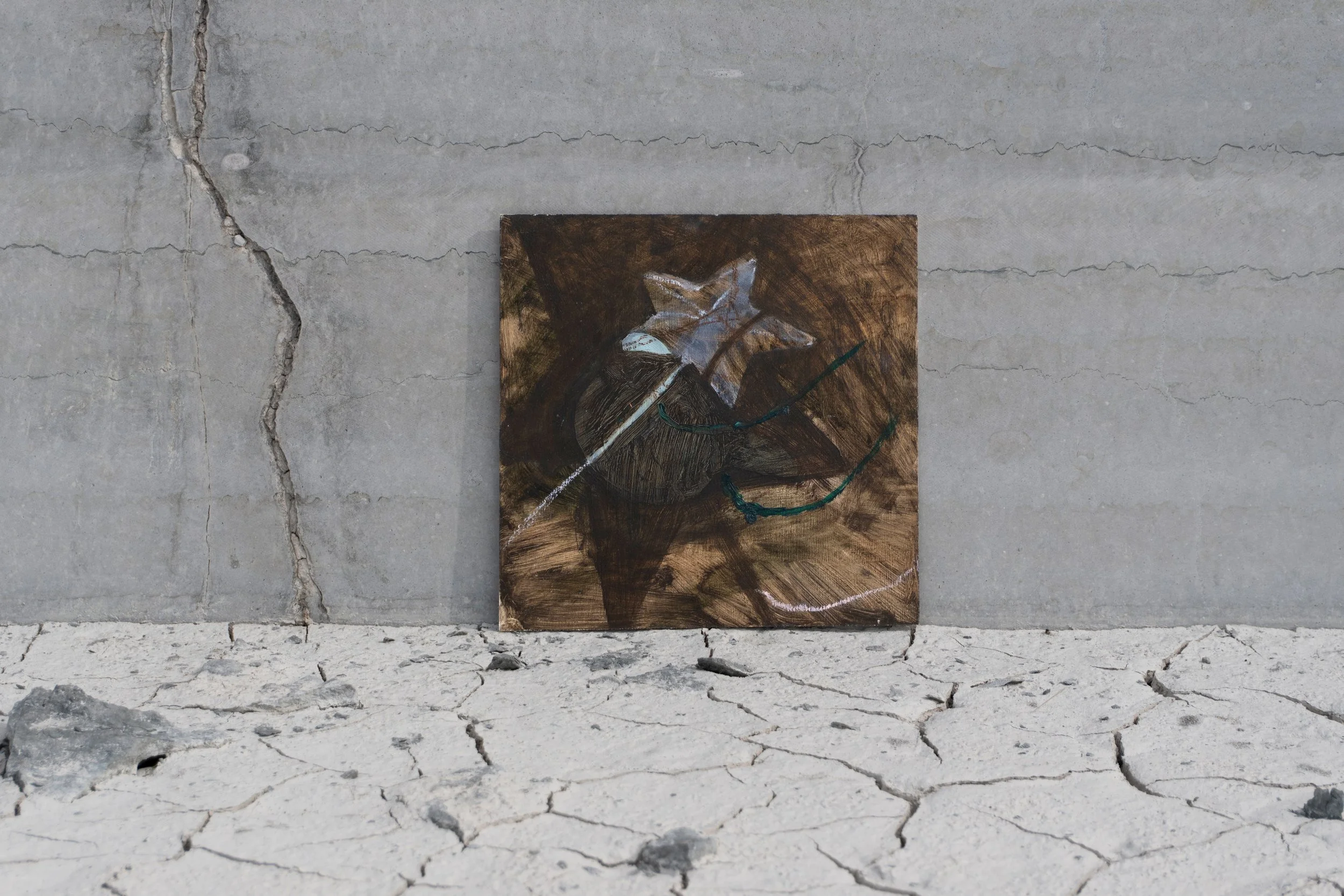 Stroke of a Spell (I). 
Oil and oil stick on panel. 
Painted in 2024, installation photo 2026. 
