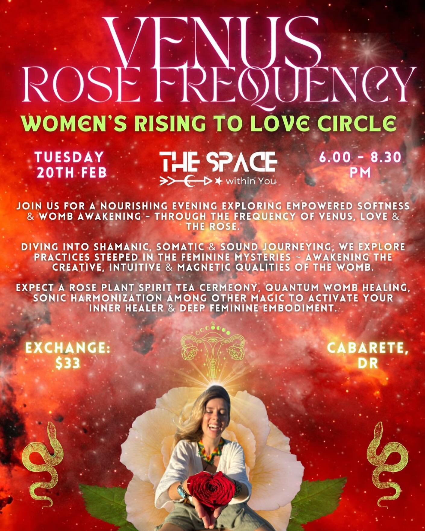 Sweet Sisters, us for a deeply nourishing evening, exploring *empowered softness* through  frequency of _Venus_ ⭐ _Love_ ❤️ &amp; the _Rose_ 🌹

Through Shamanic, Somatic &amp; Sound Journeying, we will explore practices steeped in the feminine myste