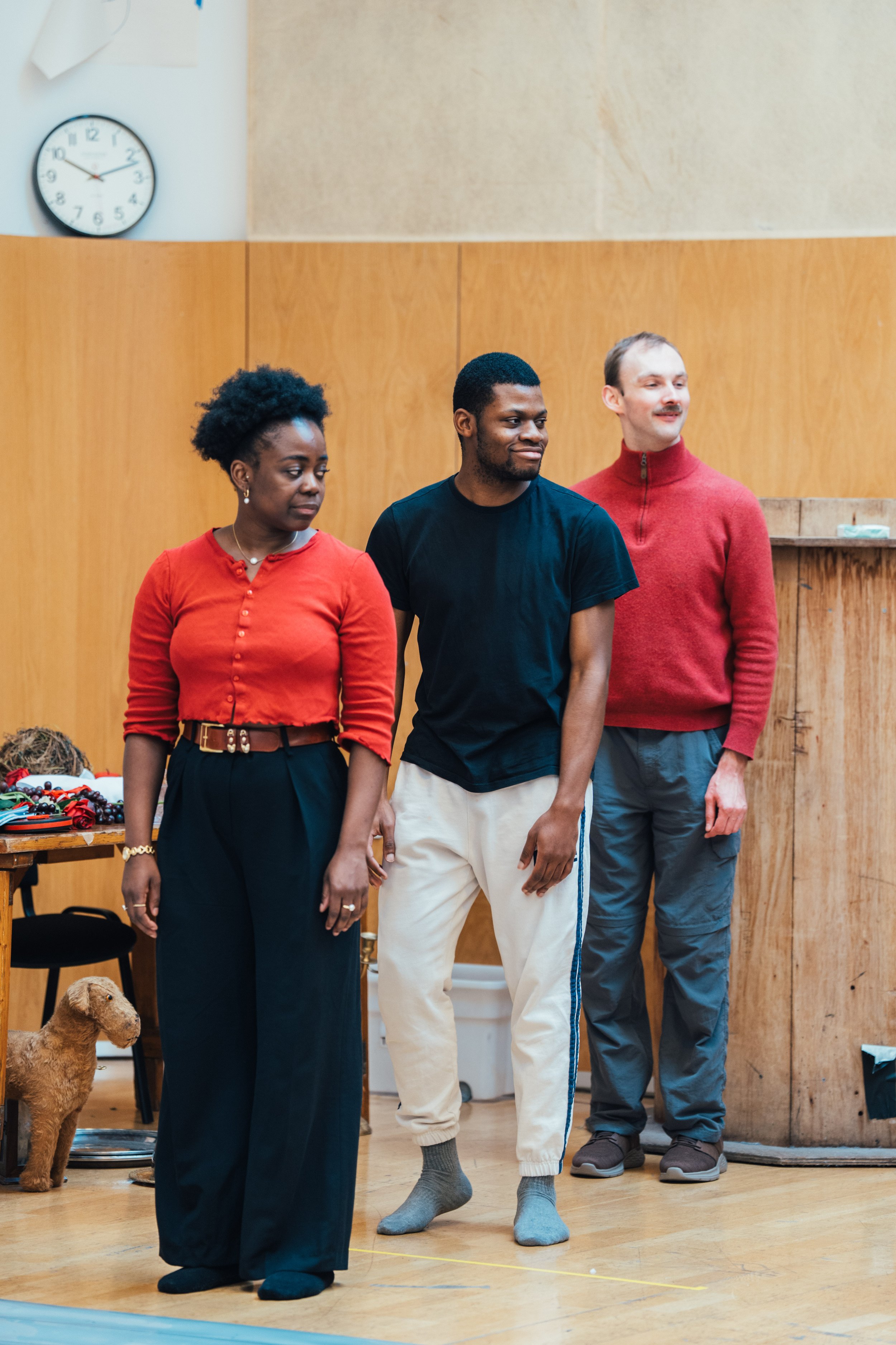 A Midsummer Nights Dream_Globe WS25 Rehearsals_Helen Murray_3 - Tiwa Lade, David Olanigerun, Jack Humphrey.jpg