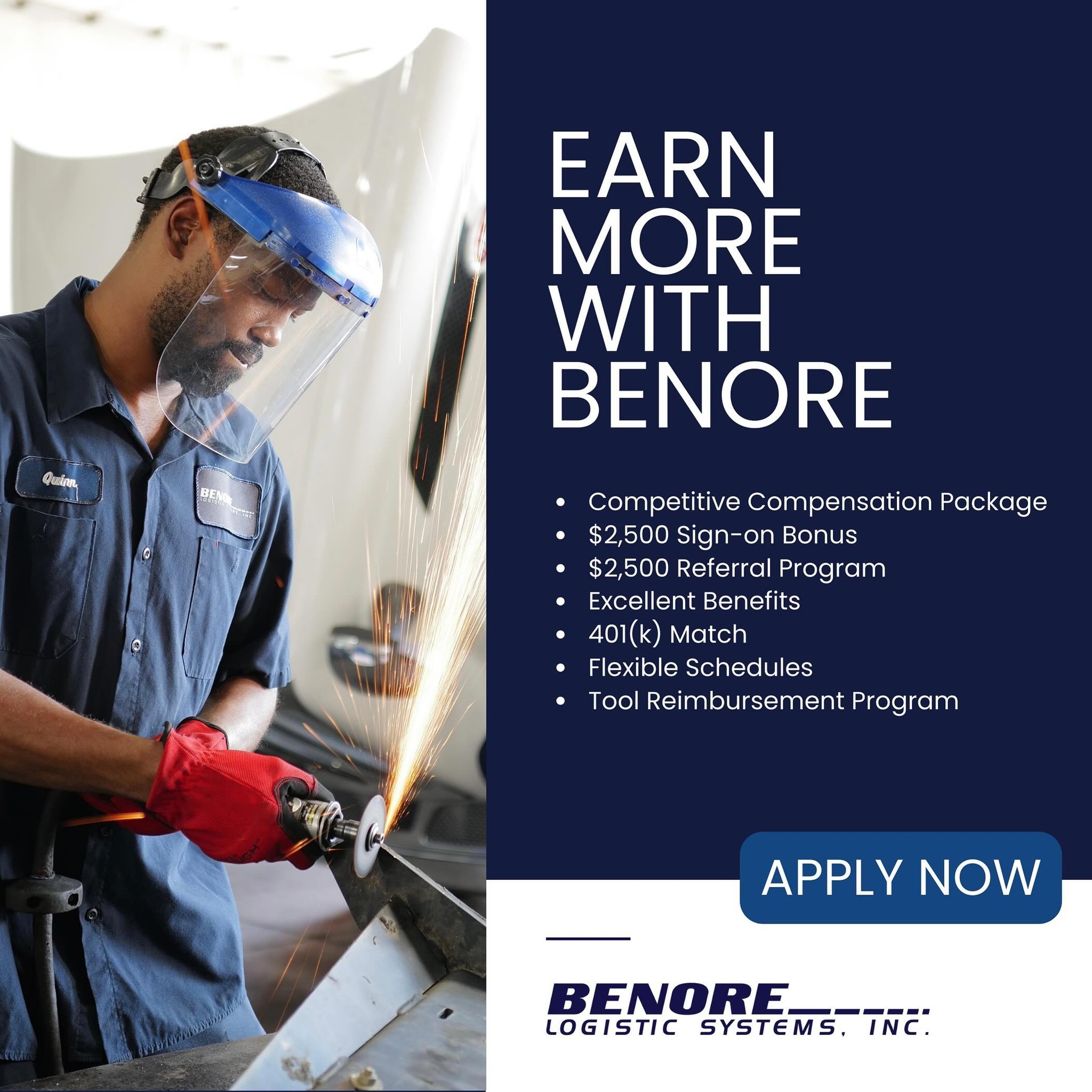 Become a part of our Maintenance Team!

As a Diesel Technician, you&rsquo;ll diagnose, repair, and maintain our truck fleet, ensuring safety and efficiency on the road. 

Enjoy benefits like a $2,500 sign-on bonus, competitive compensation package (u