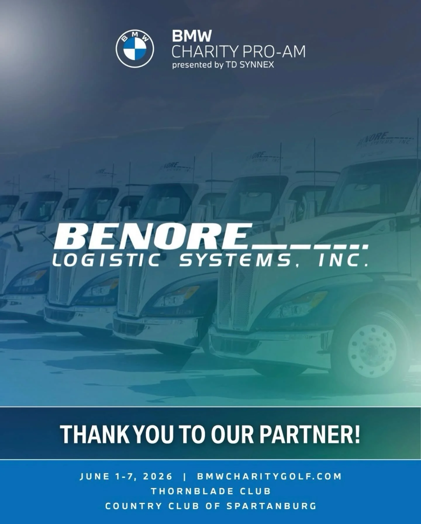 Repost @bmwcharityproam | We&rsquo;re thrilled to welcome back Benore Logistic Systems, Inc., a proud longtime partner of the BMW Charity Pro-Am presented by TD SYNNEX. Leading the way in sustainable transportation, Benore continues to make an impact
