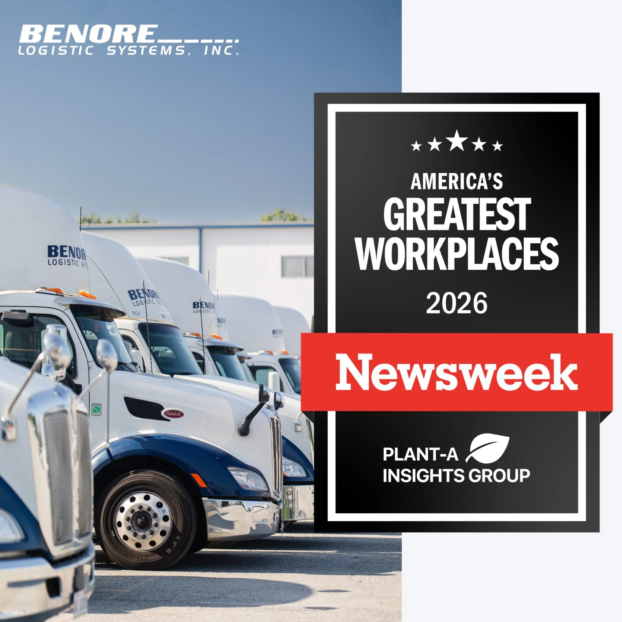 Great workplaces are built by great people.

Benore Logistic Systems, Inc. has been named one of Newsweek&rsquo;s America&rsquo;s Greatest Workplaces 2026.

The recognition may carry our name. But it belongs to every person who brings commitment, car