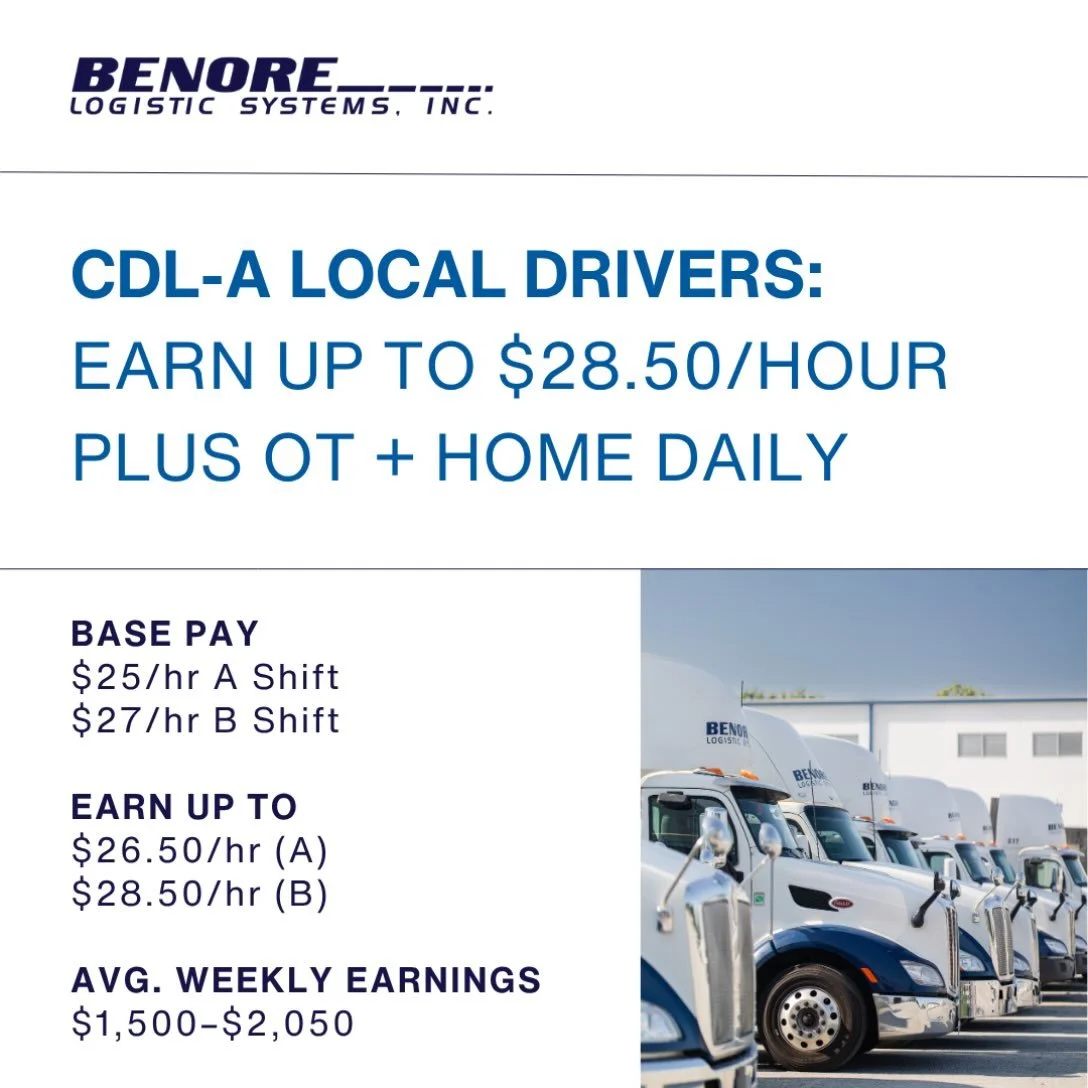 GREER CDL-A DRIVERS
Earn $1,500&ndash;$2,050 Weekly. Home Daily.

New Higher Pay
&bull; A Shift: $25.00/hr base | Earn up to $26.50/hr
&bull; B Shift: $27.00/hr base | Earn up to $28.50/hr
&bull; Weekend Pay: Up to $30.50/hr
&bull; Saturday OT: Up to
