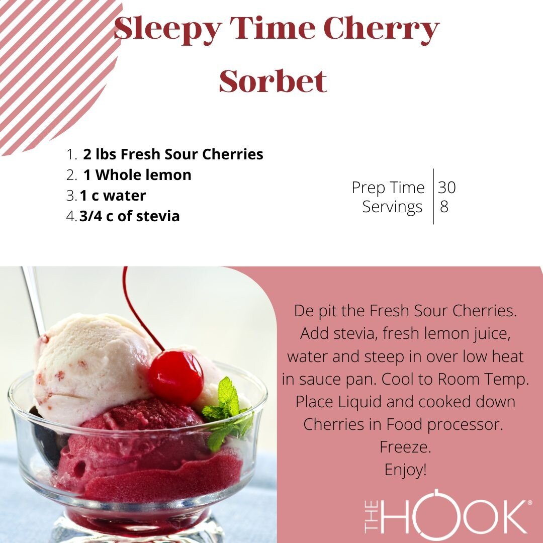 More than just nutrient-packed dessert! Sour cherries have been linked to 
1. Improved sleep
2. Muscle Recovery
3. Brighter Skin
4. Anti-inflammatory properties

Cool off and kick back with one of our favorites! Bon Appetite

#thehook #thehookboxing 