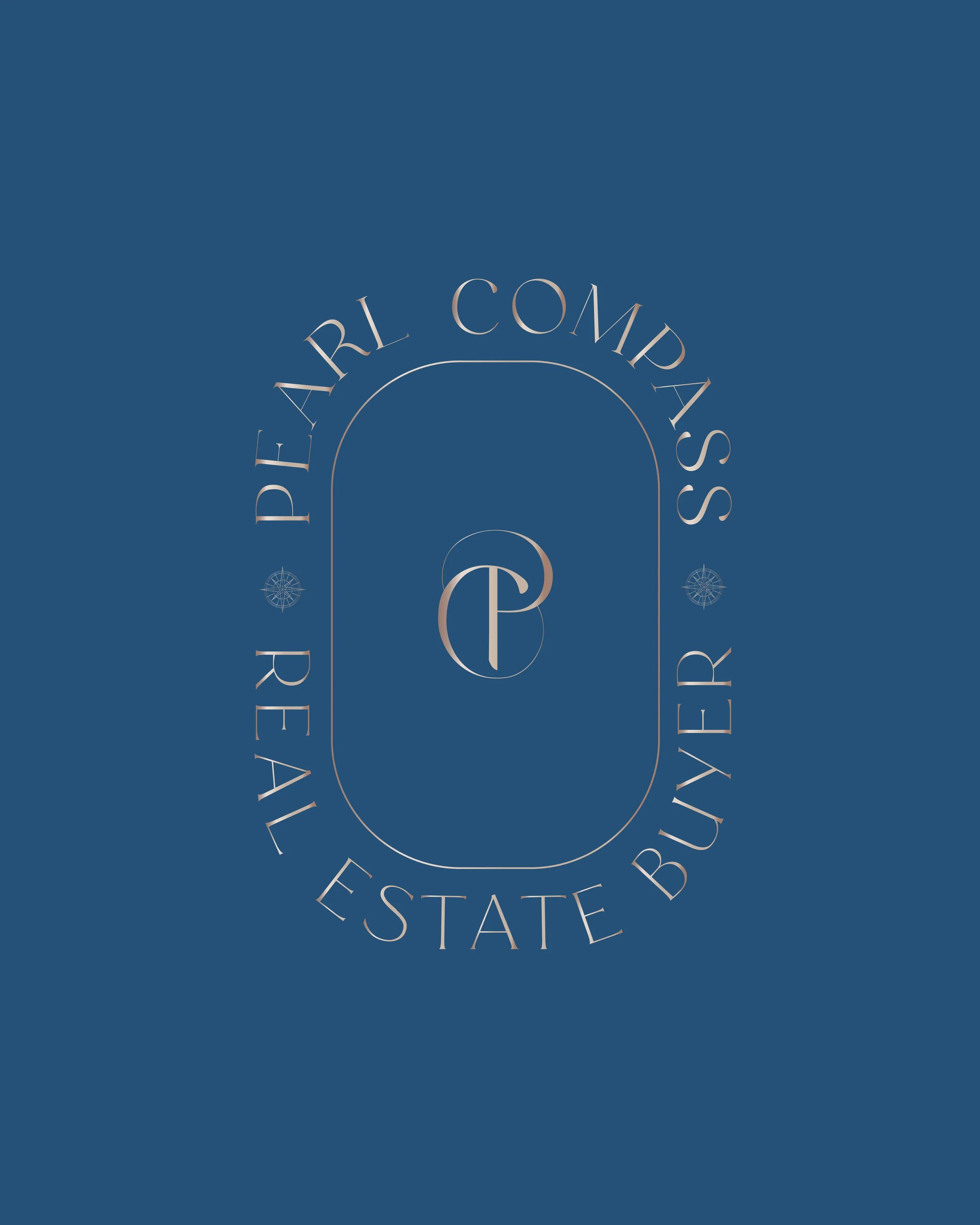 Logo of Pearl Compass Real Estate Buyer with initials 'PC' on a blue background.