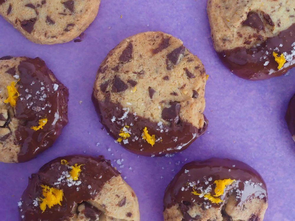Chocolate and orange shortbread biscuits