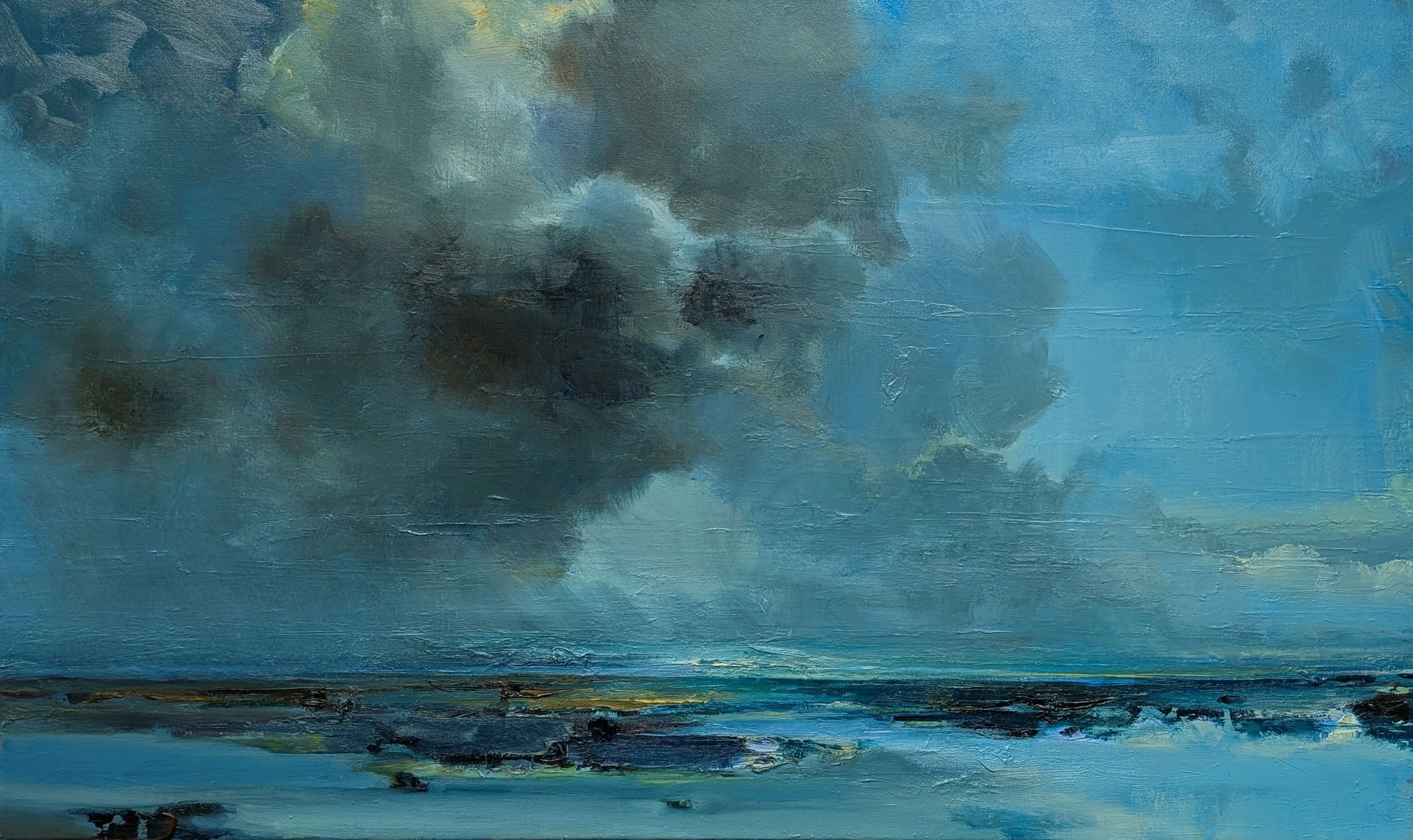 Turbulence, shifting light.  Oil on linen 100 x 70 cm  £1250