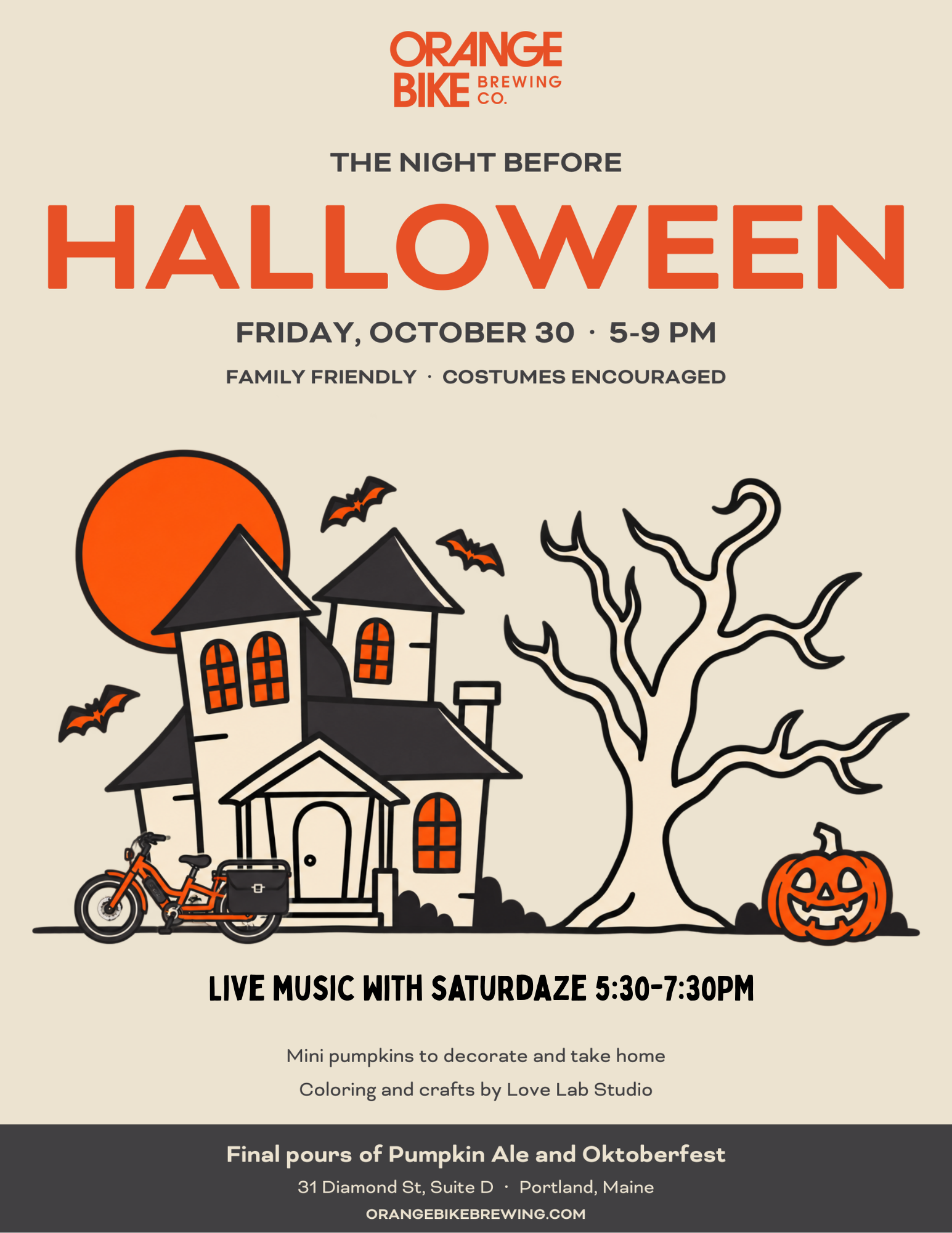 Orange Bike Night Before Halloween Party