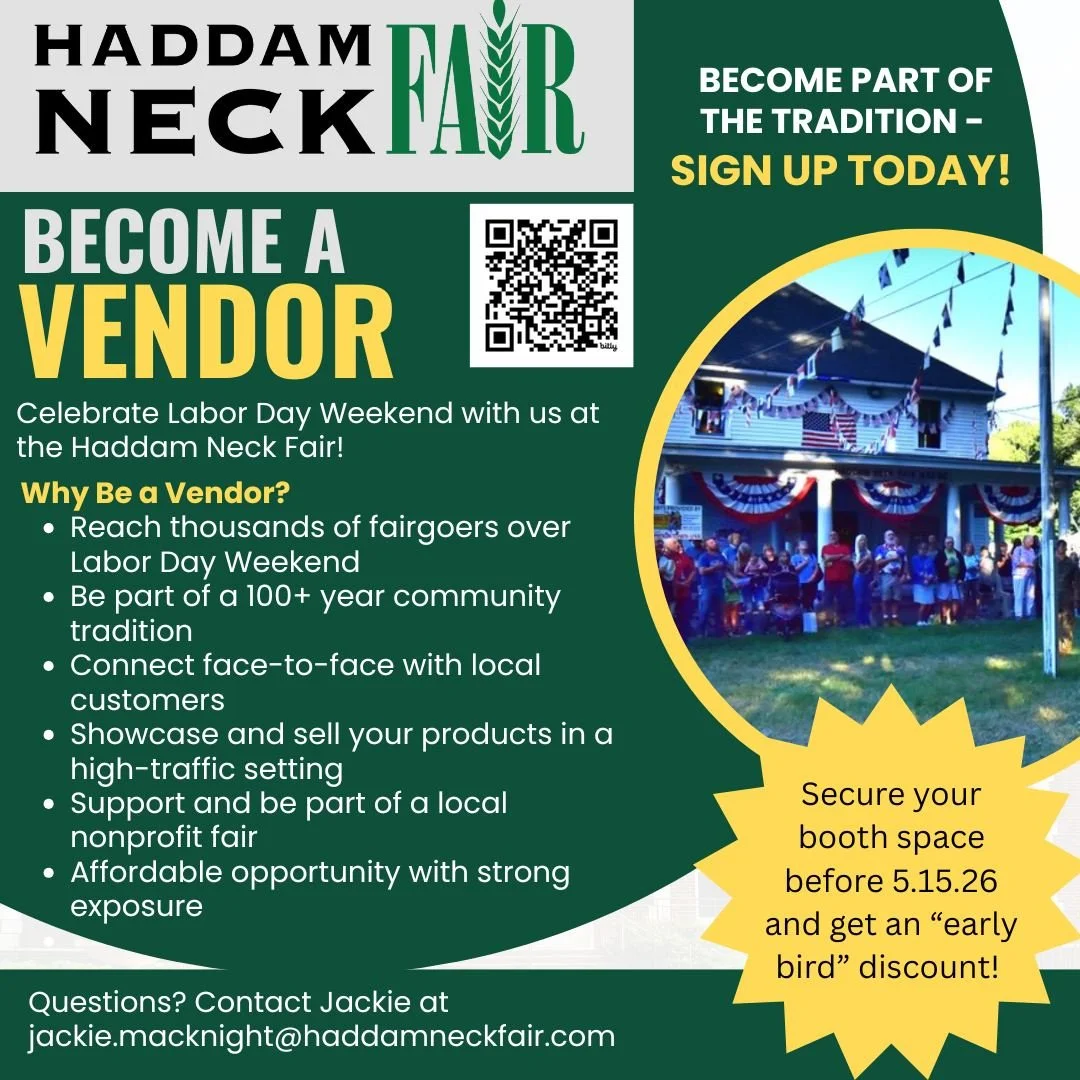 Showcase your business at one of Connecticut&rsquo;s most beloved traditions 🎡

The Haddam Neck Fair is now accepting applications for commercial vendors, including crafters, artisans, product-based businesses, contractors, and specialty goods selle