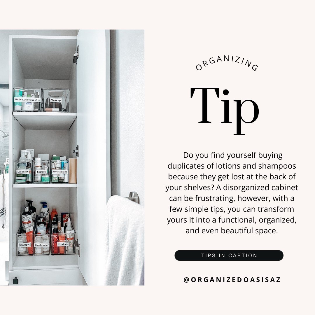 Do you find yourself buying duplicates of lotions and shampoos because they get lost at the back of your shelves? A disorganized cabinet can be frustrating, however, with a few simple tips, you can transform yours it into a functional, organized, and