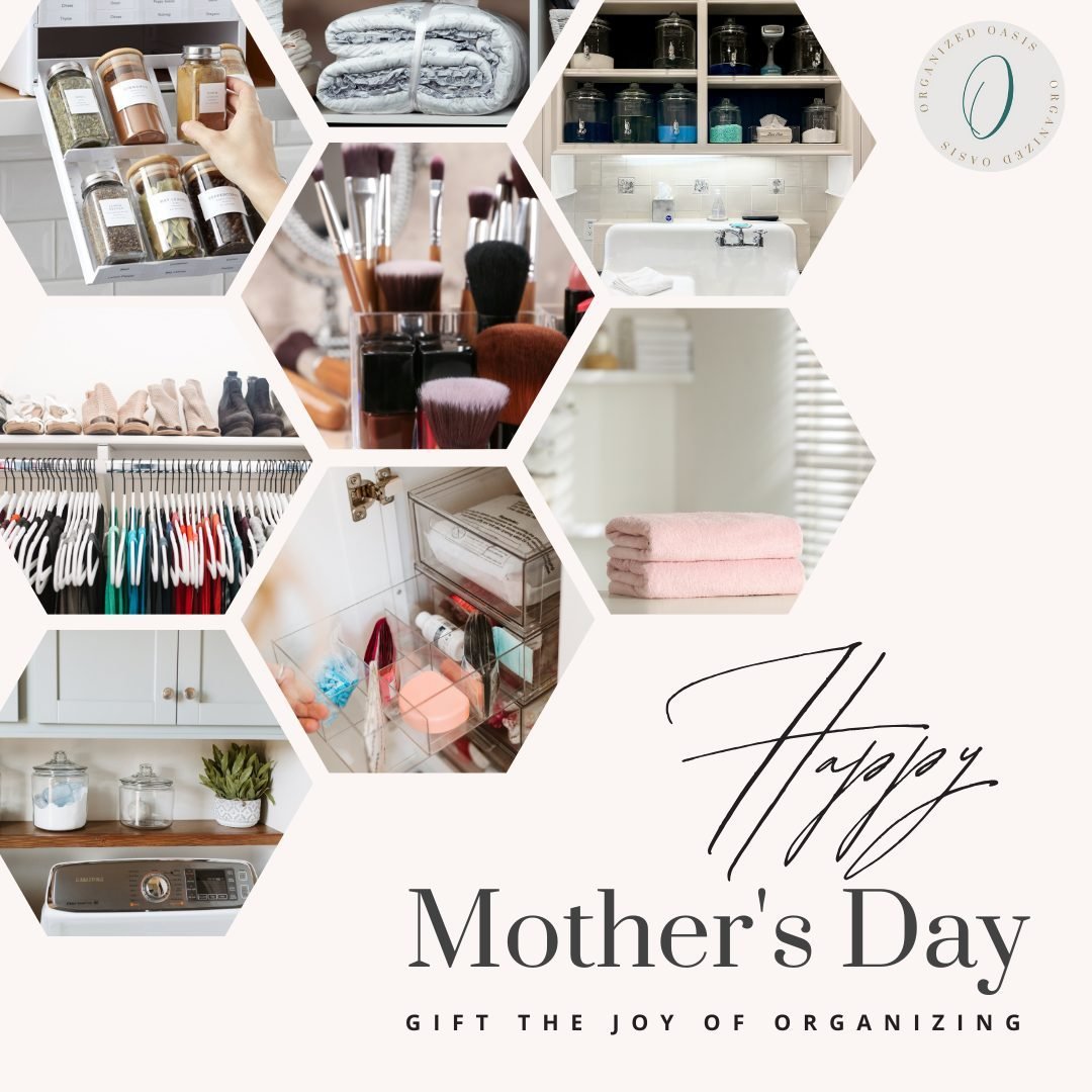 Gift the joy of organizing! Give Mom the gift of serenity this Mother's Day - because a beautifully organized space brings joy that lasts beyond just a day. 💐✨ #HappyMothersDay #OrganizedBliss